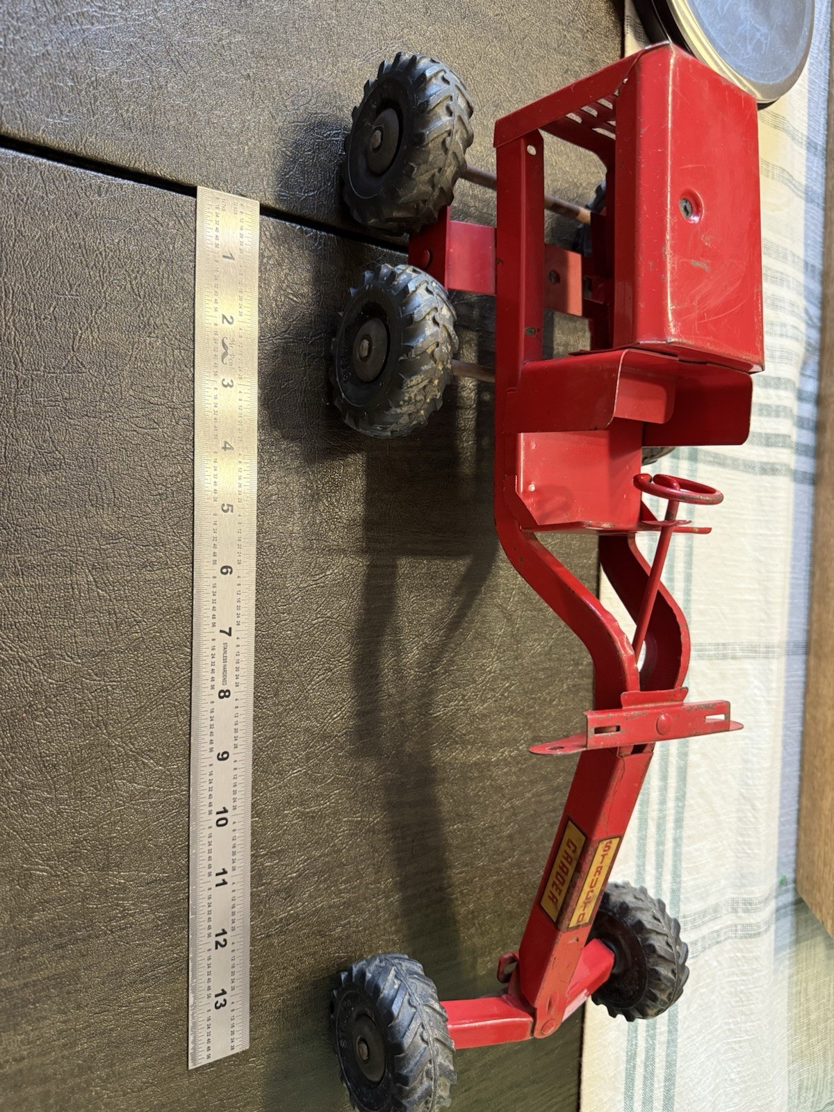 Vintage 1950’s Structo Road Grader Red Pressed Steel Wheels Turn!
