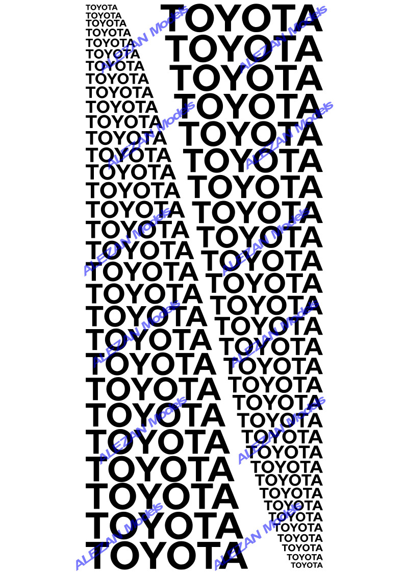 ALEZAN MODELS . DECALS . TOYOTA . BLACK . 1/50 . 1/64 . 1/87 .1/32 .