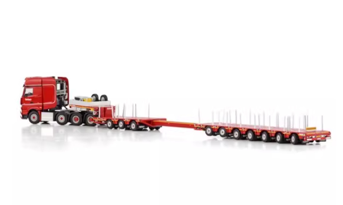 WSI 1:50 Actros 8×4 Nooteboom Red Line 3+7 Low Loader Diecast Metal Model Truck