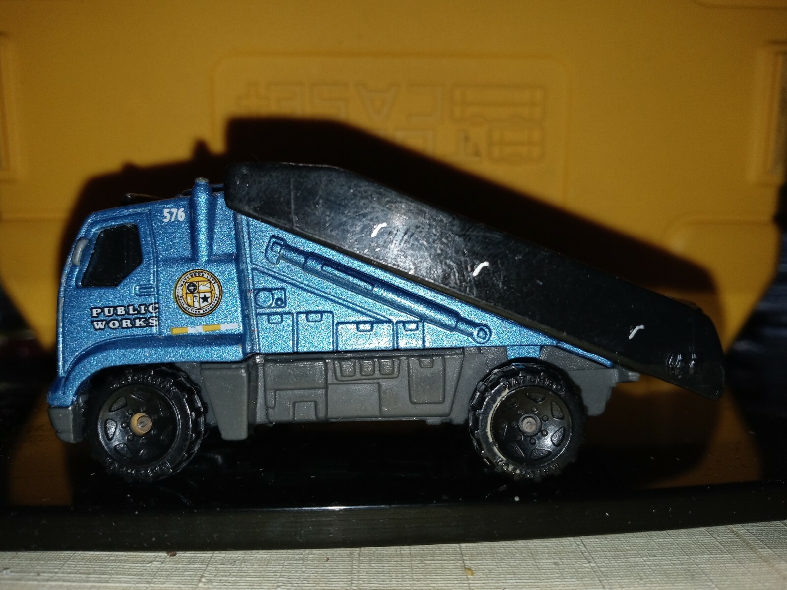 Matchbox Car Carrier Rollback, Public Works, Blue, loose, 1/64