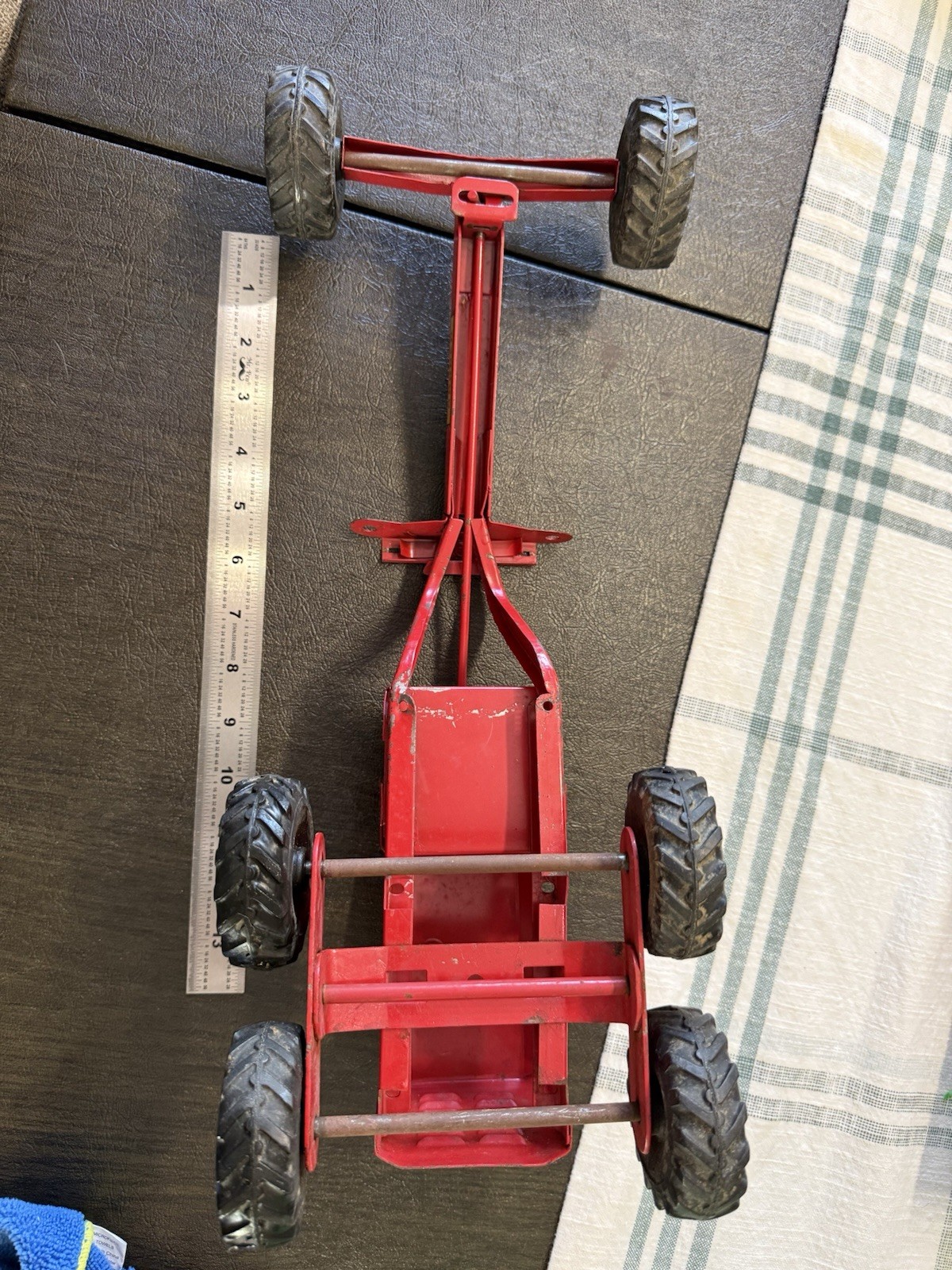 Vintage 1950’s Structo Road Grader Red Pressed Steel Wheels Turn!