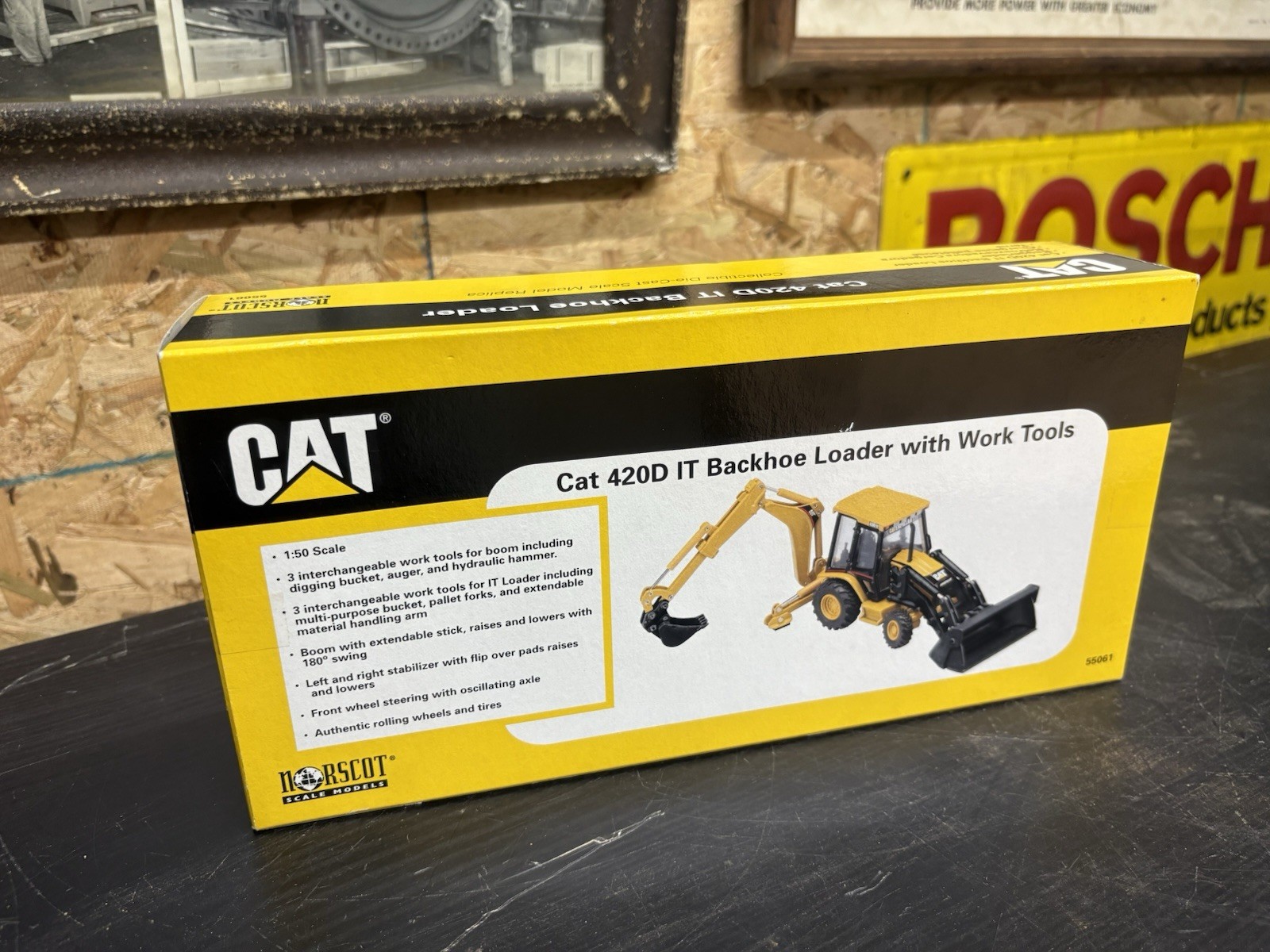 Cat 420D Backhoe Loader With Attachments Norscot 55061 1:50 Scale DieCast