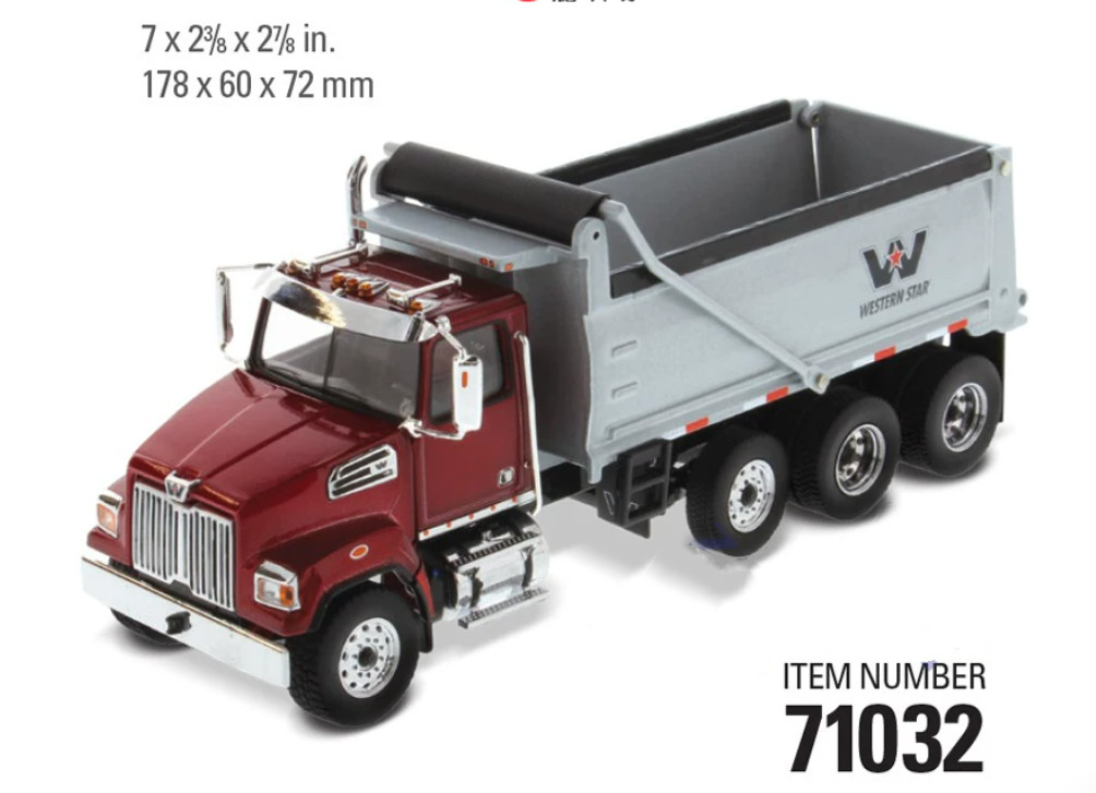 1:50 DM Western Star 4700 SF Dump Truck in Red with Silver Dump Body Collection