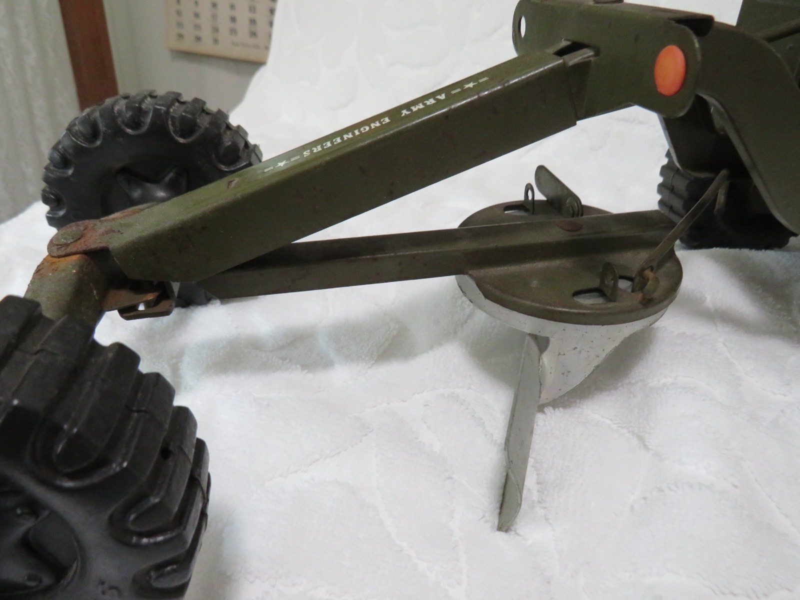 Structo Army Engineers Green Pressed Steel Toy Road Grader