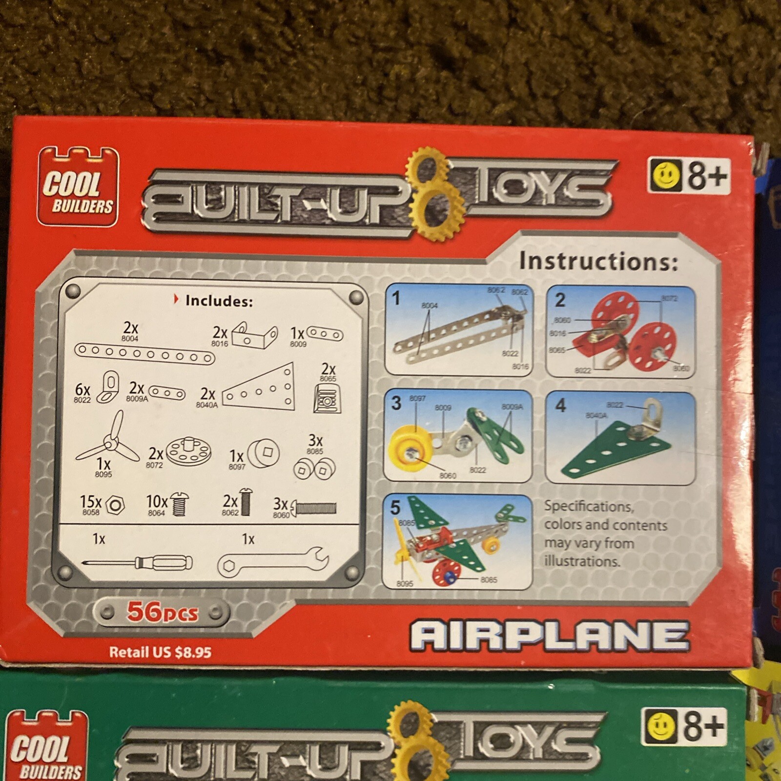 LOT 4 Built-Up Toys Building Skills Bulldozer Airplane Motorcycle Race Car 8+