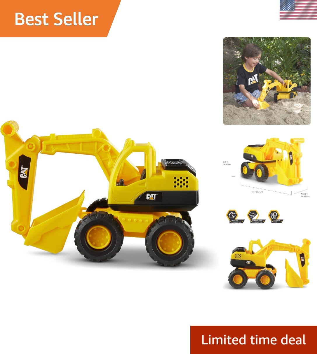 Cat Tough Rigs 15″ Excavator | Perfect Gift for 3–Olds for Active Play