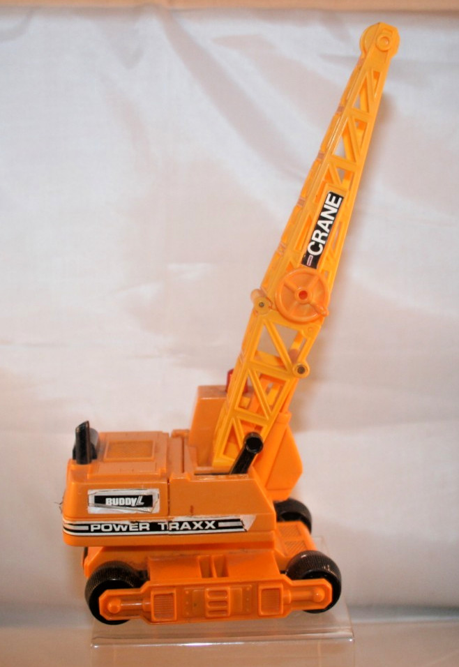 Vintage 1988 Buddy L Power Traxx Orange Crane – *missing scoop*