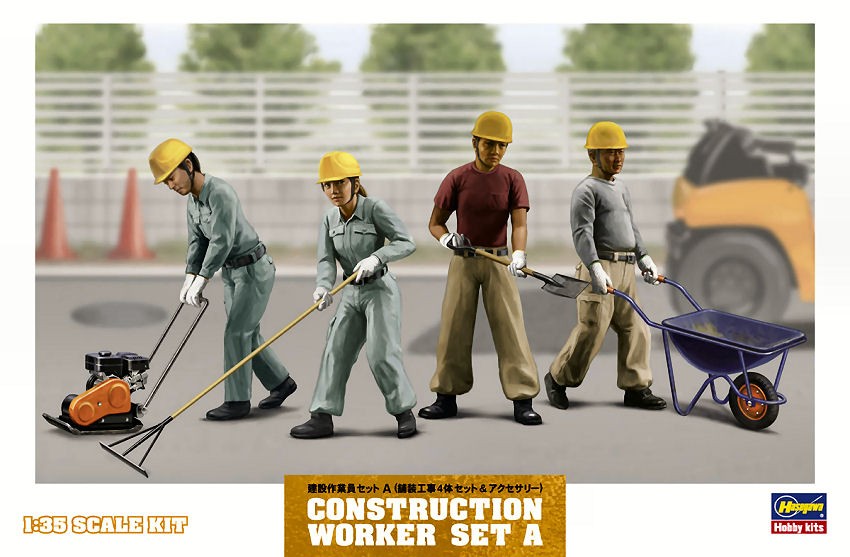 Hasegawa CONSTRUCTION WORKER KIT SET 1:35 Model Making Action Figure