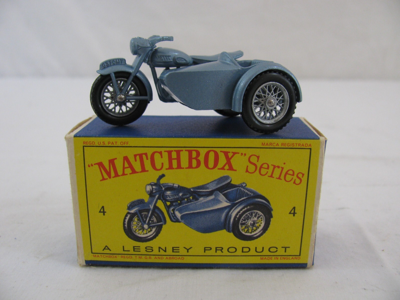 Vintage Lesney Matchbox Diecast Triumph T110 Motorcycle w/ Sidecar #4 New!