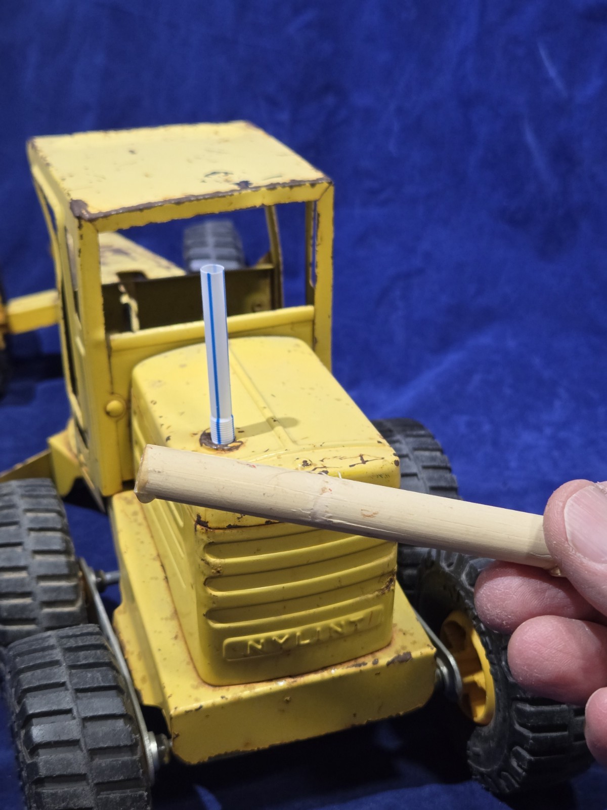 Vintage Nylint Yellow Road Grader Pressed Steel Toy Construction Vehicle USA