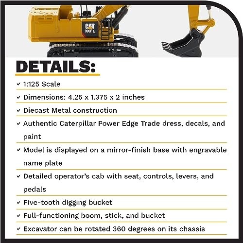 1:125 Scale Hydraulic Excavator Model | Diecast Construction Equipment & Trucks