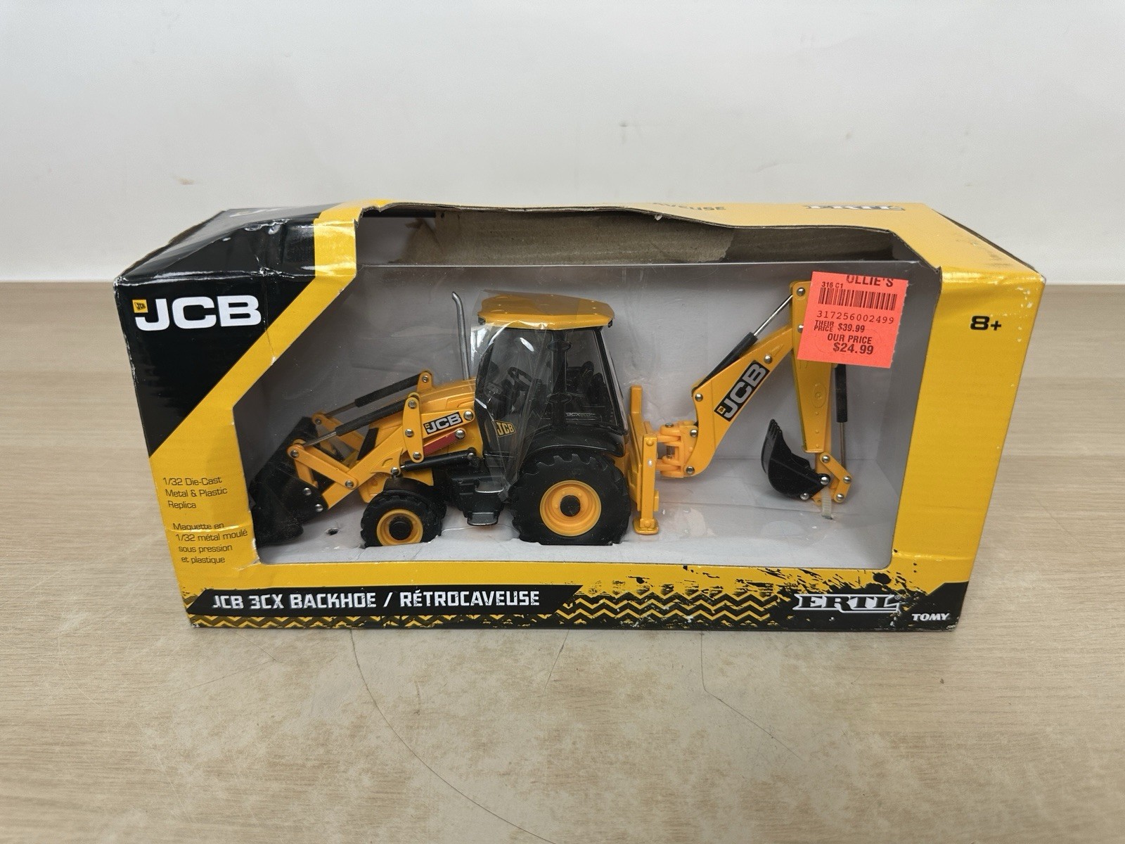 1:32 Tomy Ertl JCB 3CX Backhoe Loader Excavator Diecast Model Farm Tractor