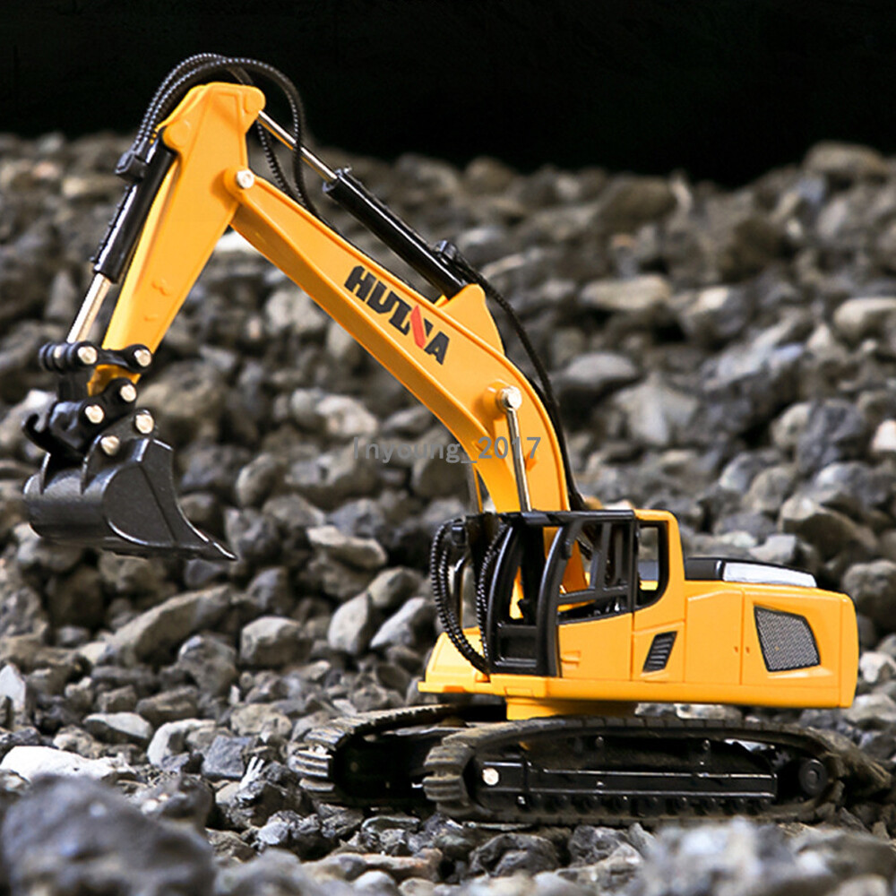 1/50 Flatbed Truck Toy with Excavator Model Toy Car Diecast Toy Vehicle Orange