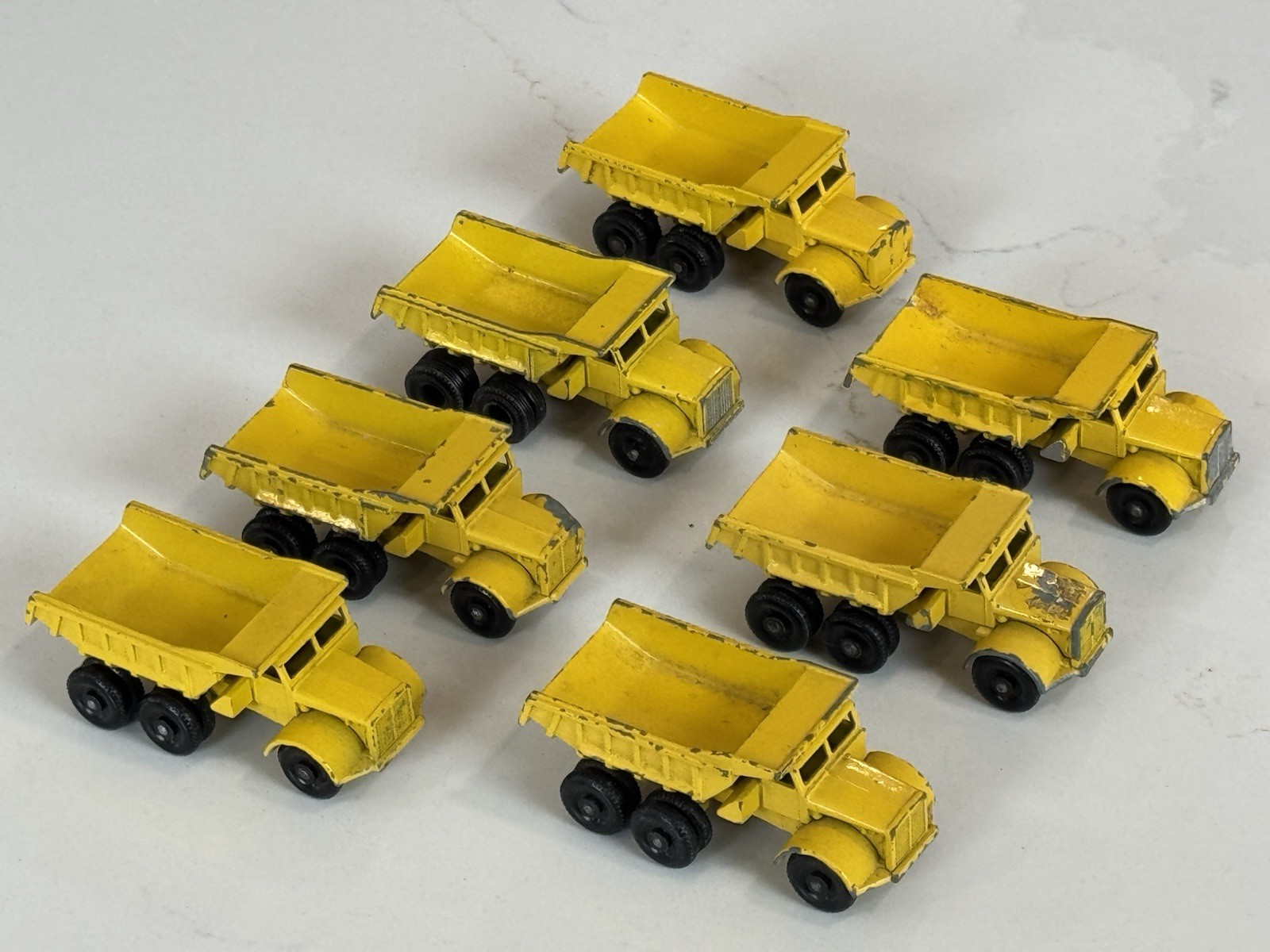 VINTAGE LESNEY MATCHBOX NO.6 EUCLID DUMP TRUCK YELLOW DIECAST LOT OF 7