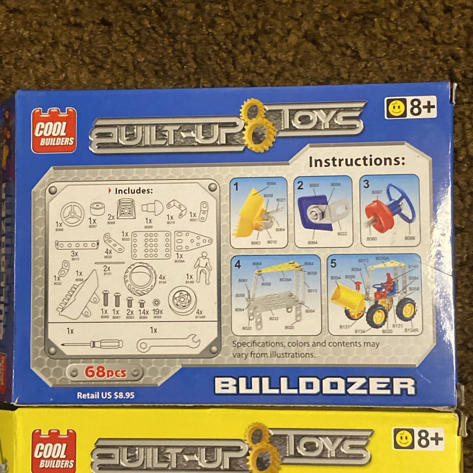 LOT 4 Built-Up Toys Building Skills Bulldozer Airplane Motorcycle Race Car 8+