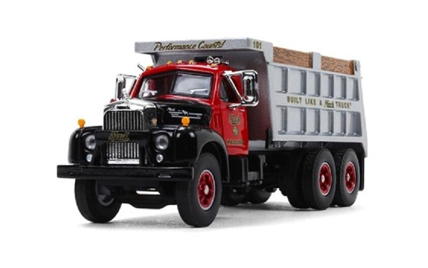 First Gear 60-0433 Mack 1960 Model B-61 Dump – Black/Red/Gray 1/64 Diecast MIB