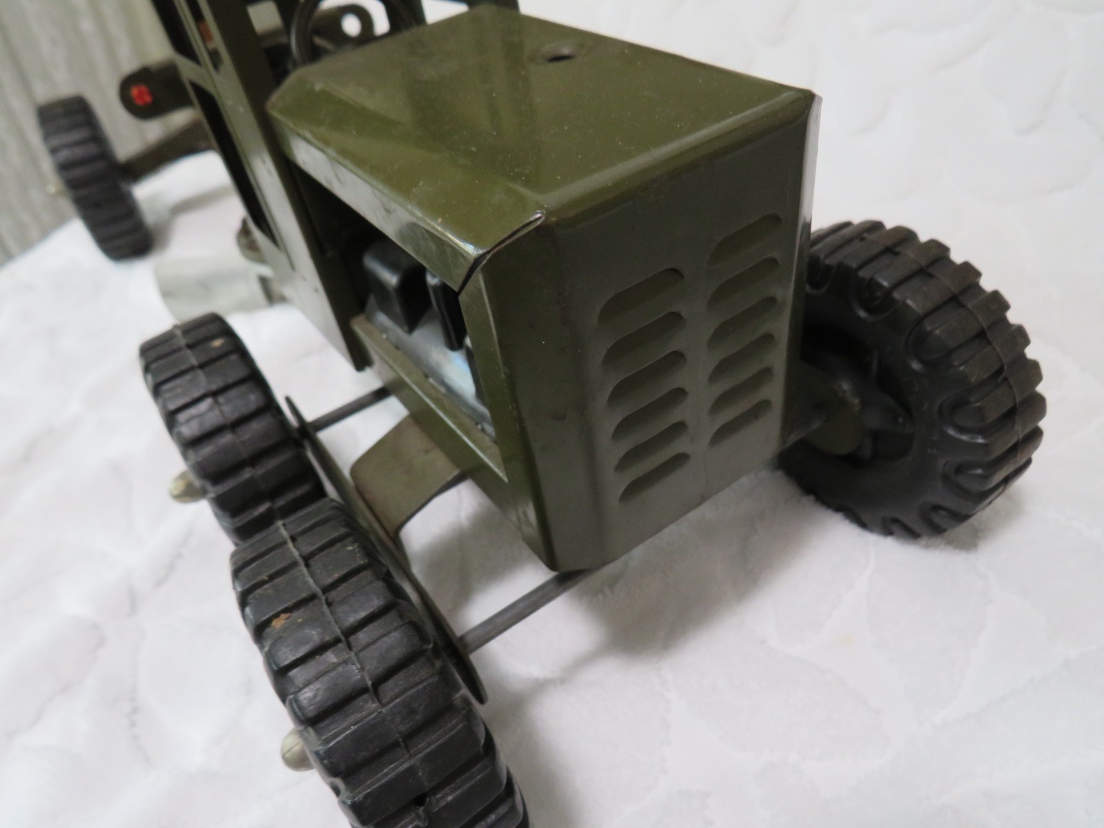 Structo Army Engineers Green Pressed Steel Toy Road Grader