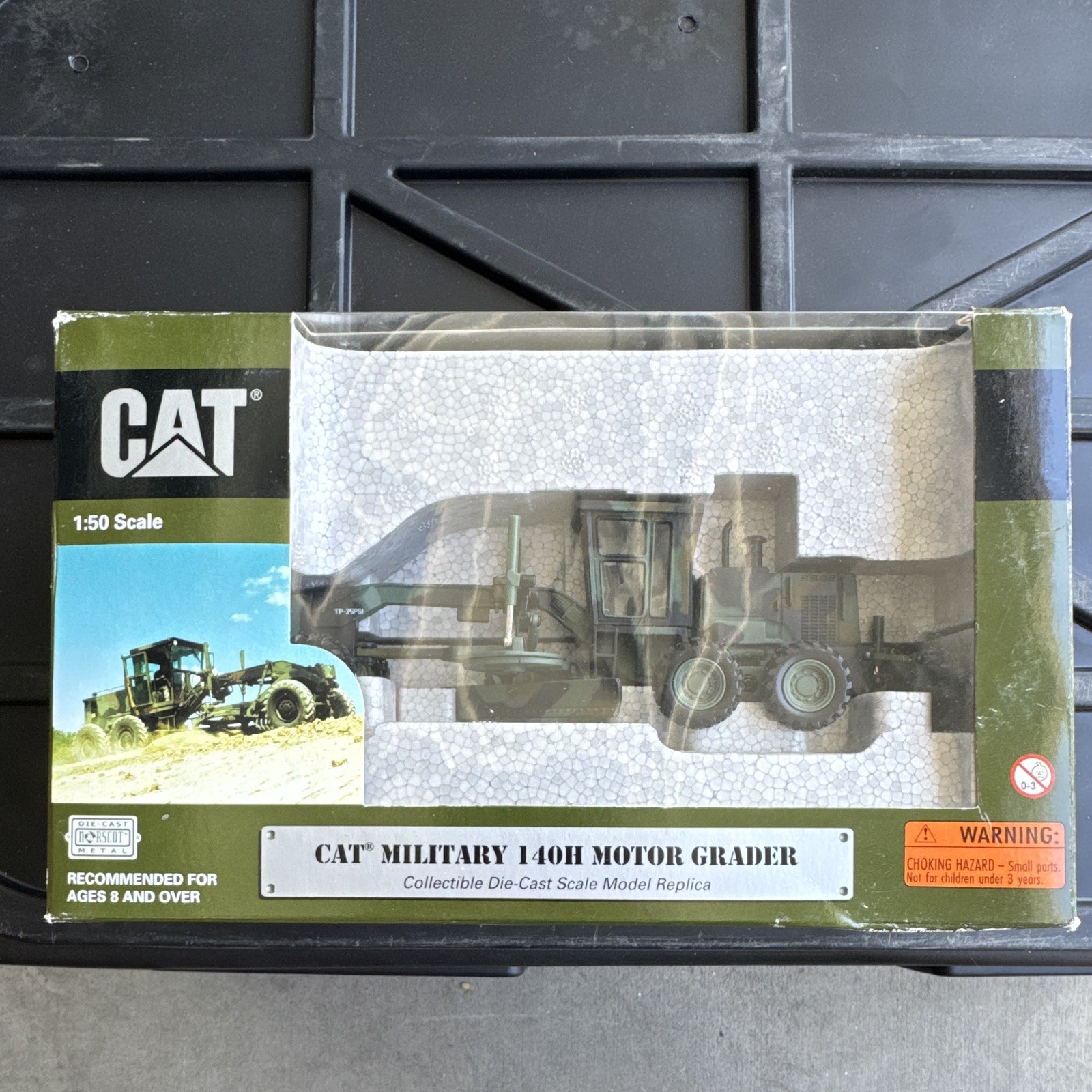 Norscot CAT 140H Military Motor Grader Diecast Metal 1:50 Green/Black MPN 55111