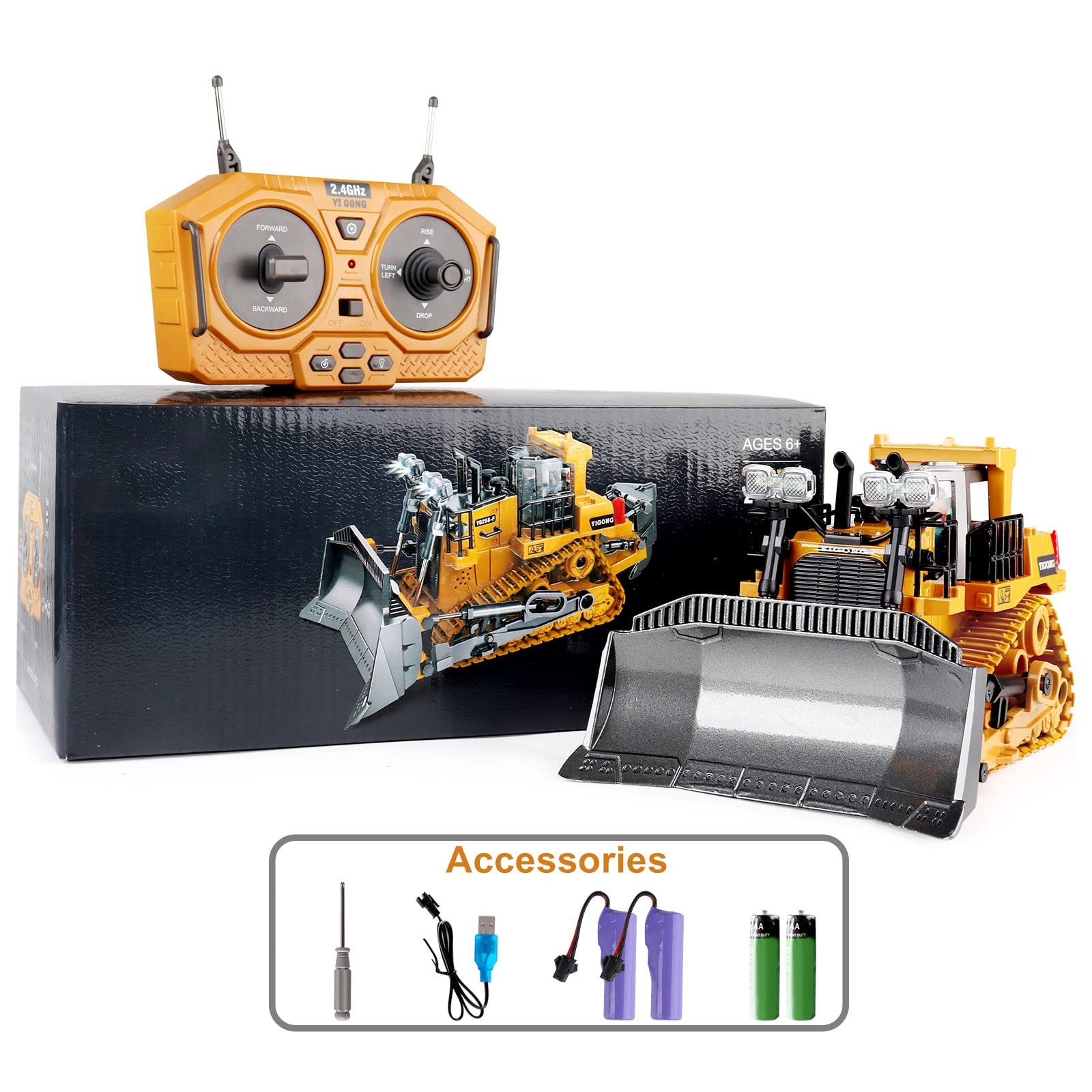 Bulldozer Với Pala De Metal Y Luces Para Ninos Estilo De Lujo Con Sonido