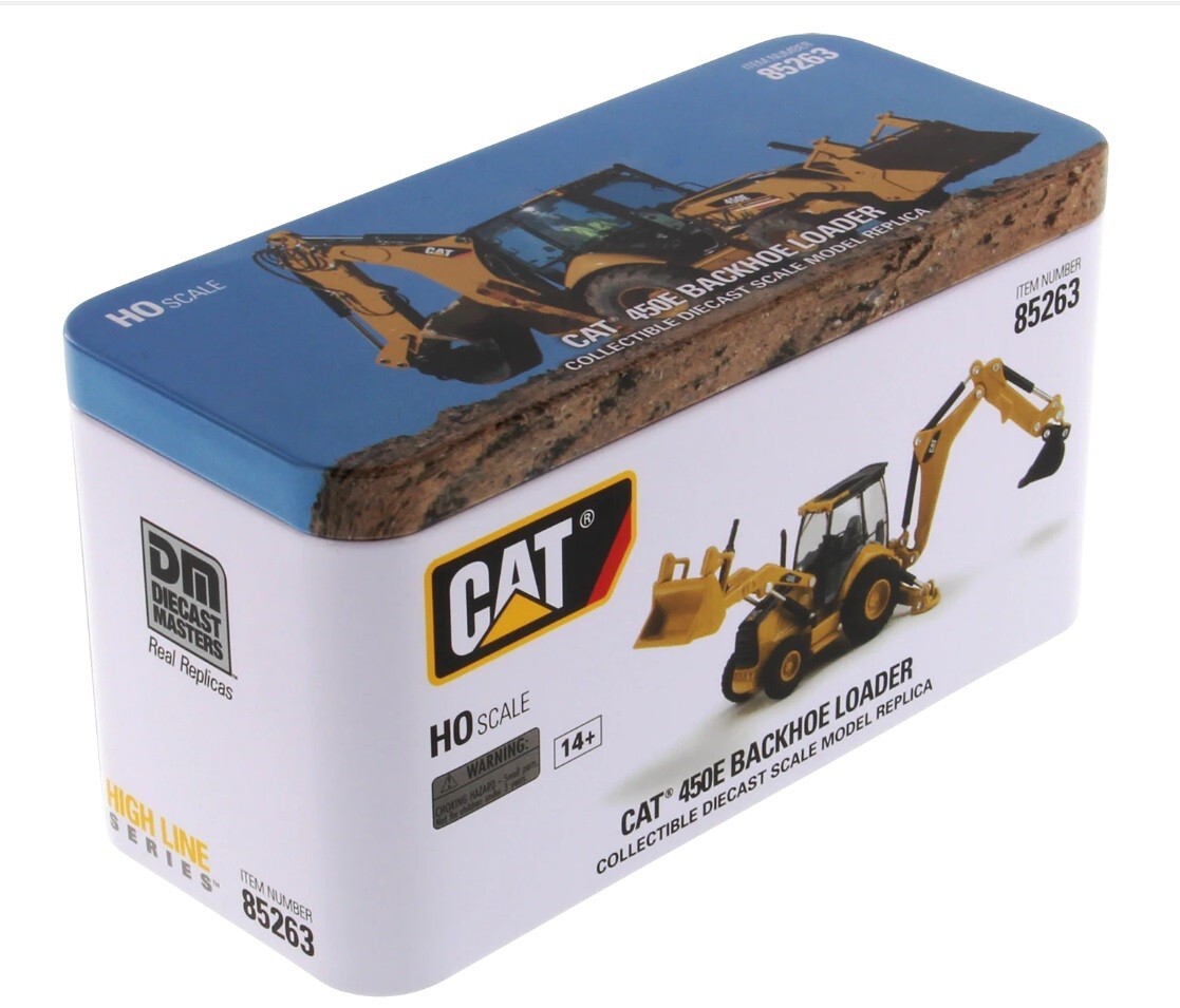 Diecast Masters 1/87 HO Scale CAT 450E Backhoe Loader with Collector’s Tin