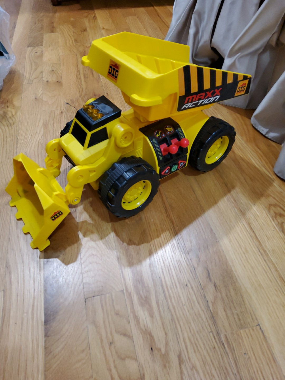 Maxx Action 2-N-1 Dig Rig Dump Truck and Front End Loader Toy Vehicle Works Used