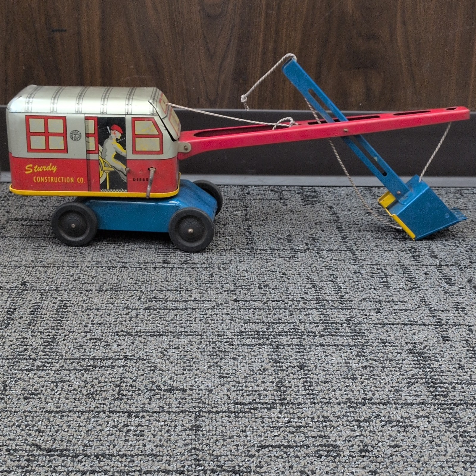 Lima Tin Construction Vehicle Blue Red Yellow Silver Vintage Toy