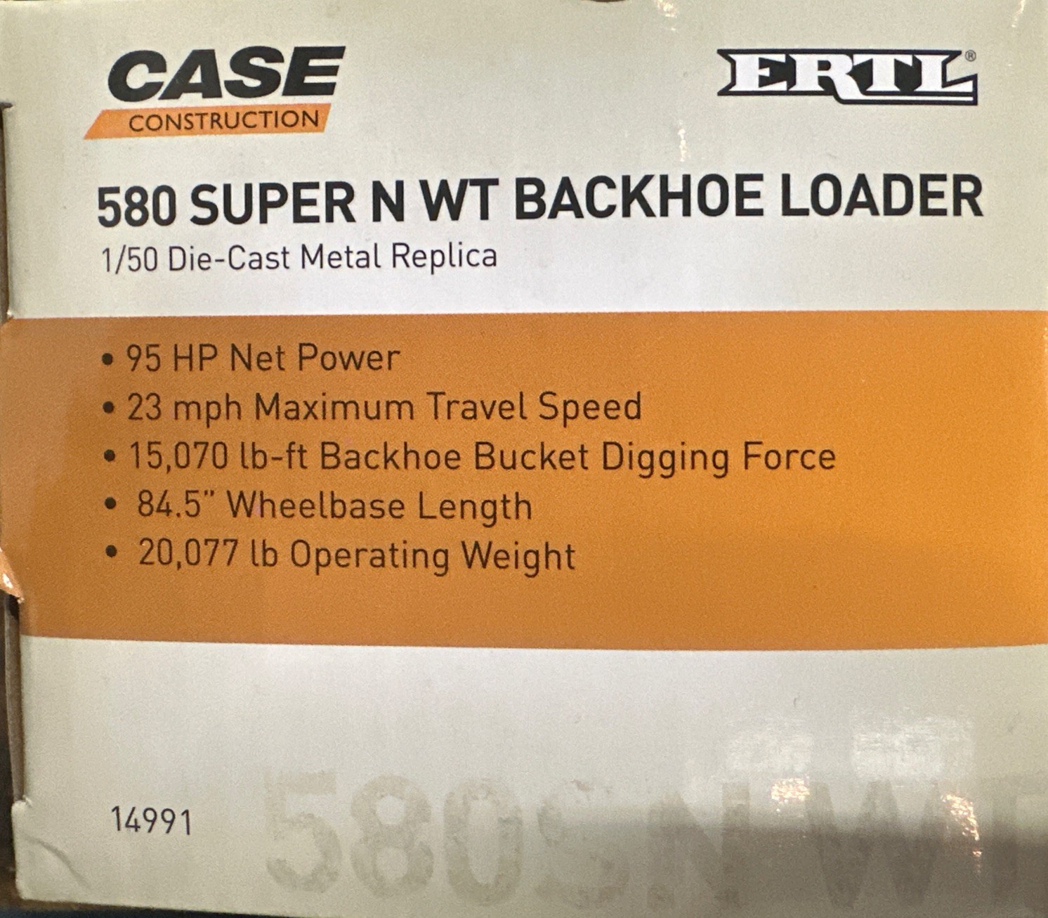 1/50 Scale Case 580 Super N WT Backhoe Loader by ERTL NIB( 4006