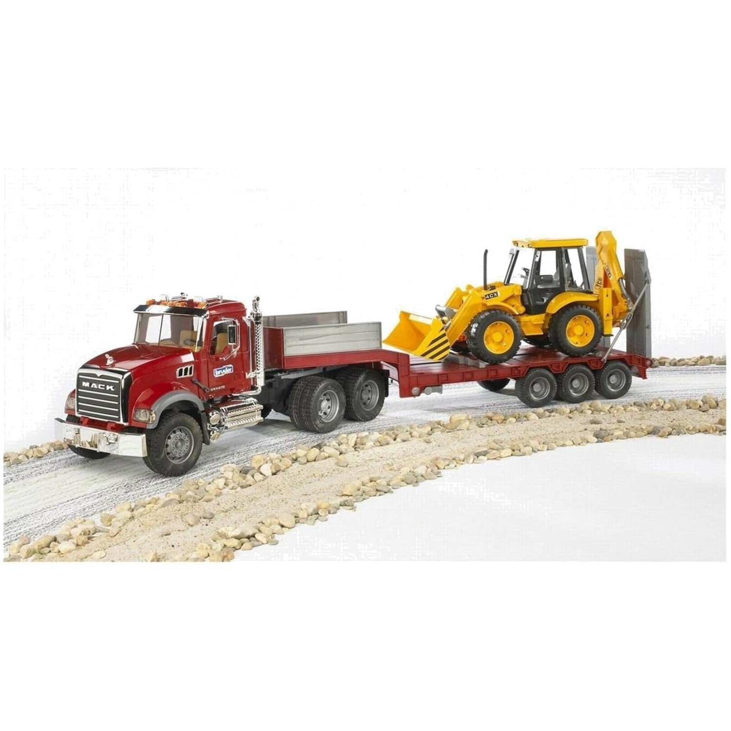 Kids Construction Vehicle Set: Mack Truck & JCB Loader