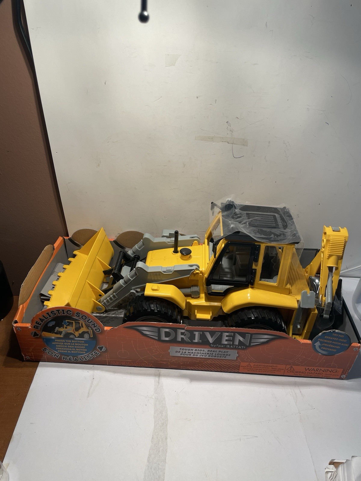 Back Hoe Loader New In Box Moveable Parts, Lights , Real Truck Noises. 18” L 30