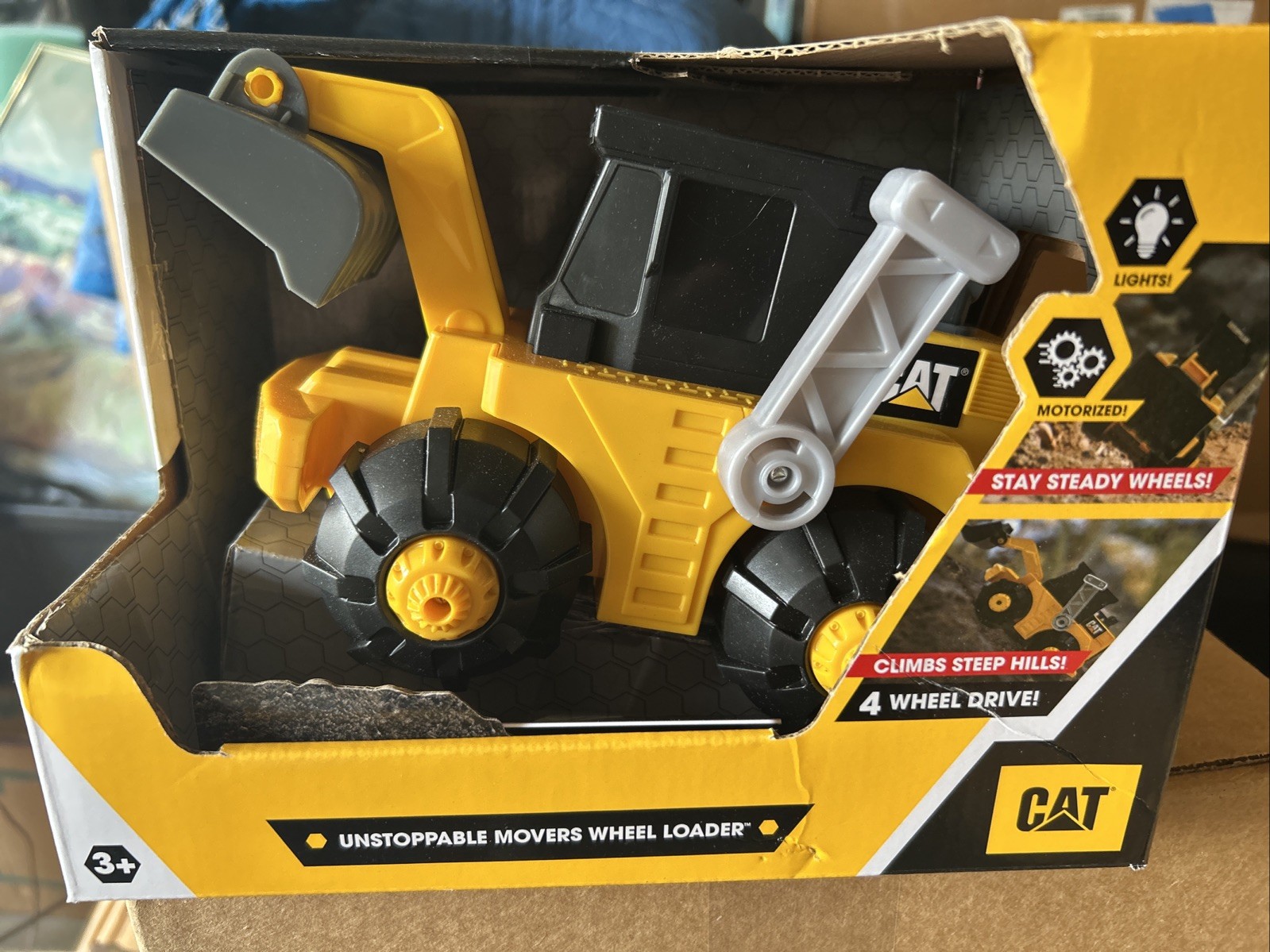 Cat Unstoppable Movers Motorized Wheel Loader Toy W/ Lights 4WD Climbing Action