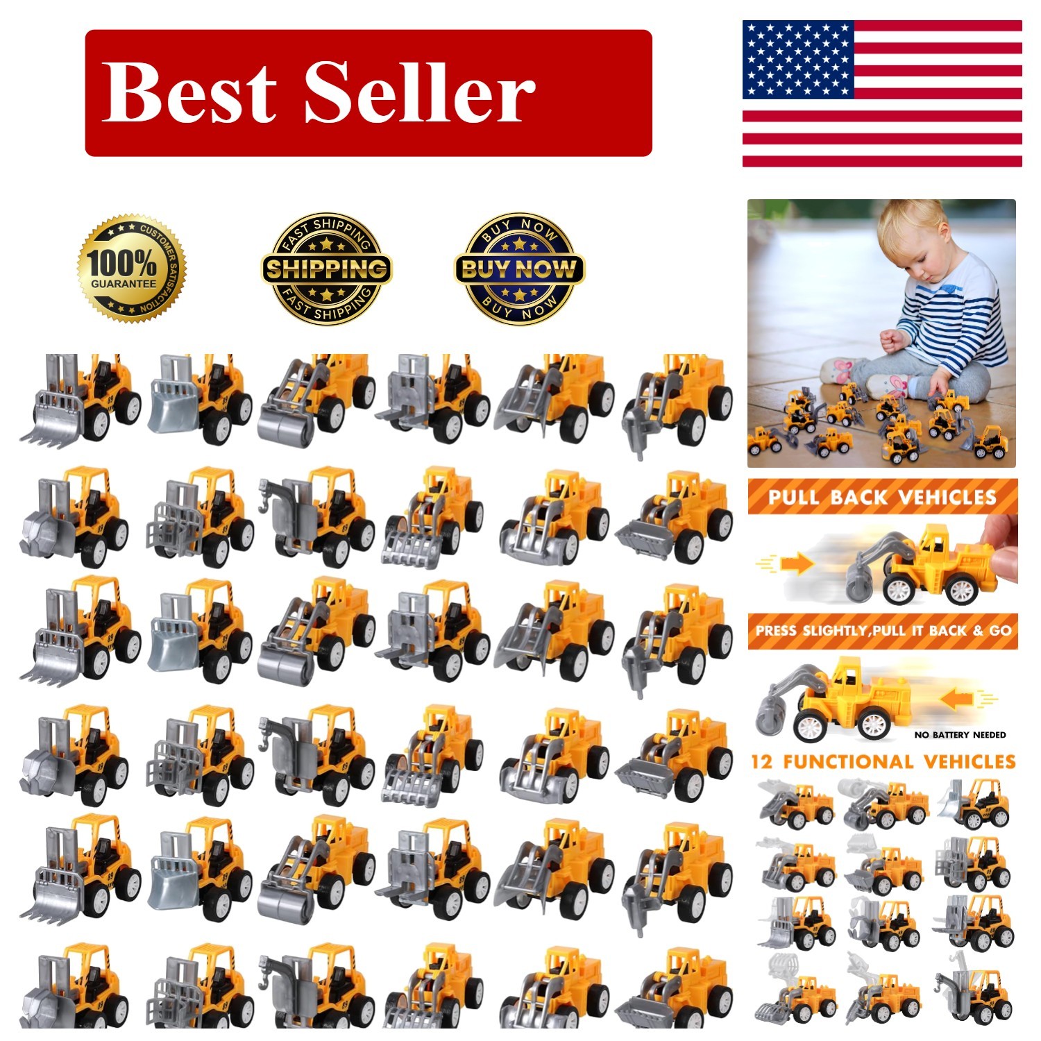 40 Pieces Mini Construction Vehicles Bulk Pull Back Trucks Engineering Vehicl…