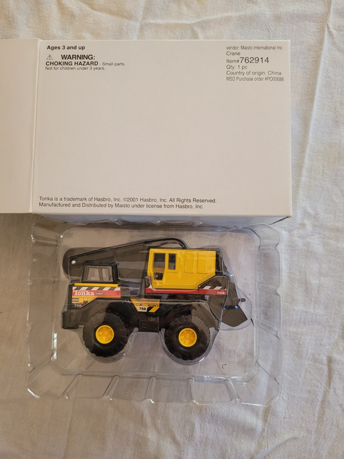 2001 TONKA MAISTO HASBRO MIGHTY 758 BACKHOE CONSTRUCTION VEHICLE # 762906