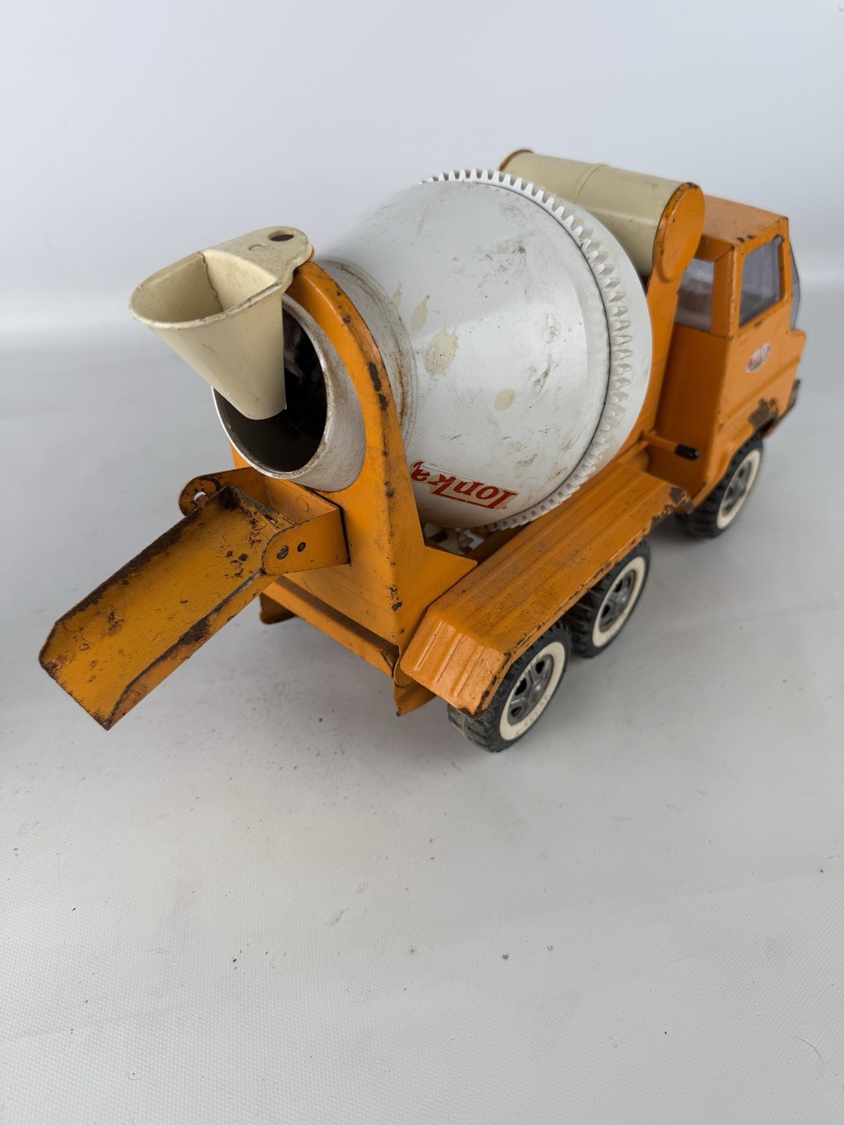 VTG Orange Tonka Cement Mixer Truck Pressed Steel Whitewall Tire 1960s USA AS IS