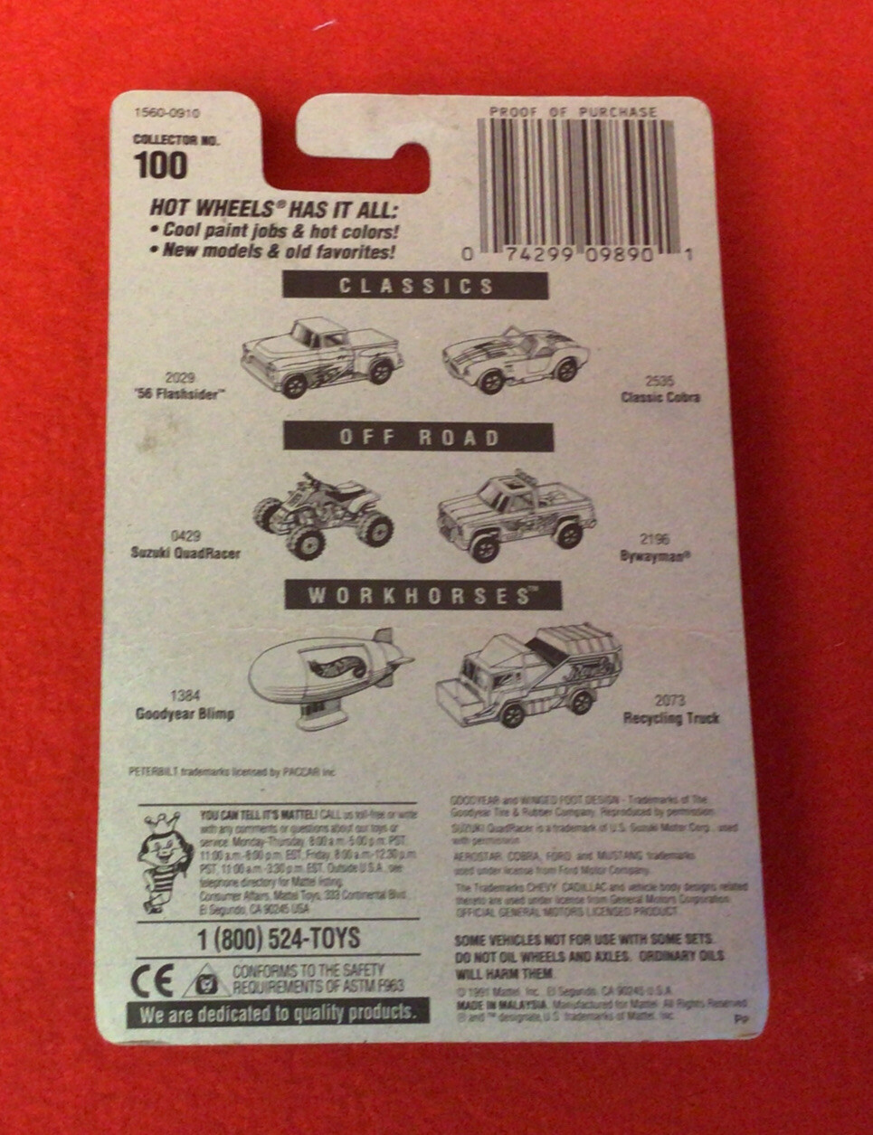 1:64 Hot Wheels Peterbilt Dump Truck Red Collector #100