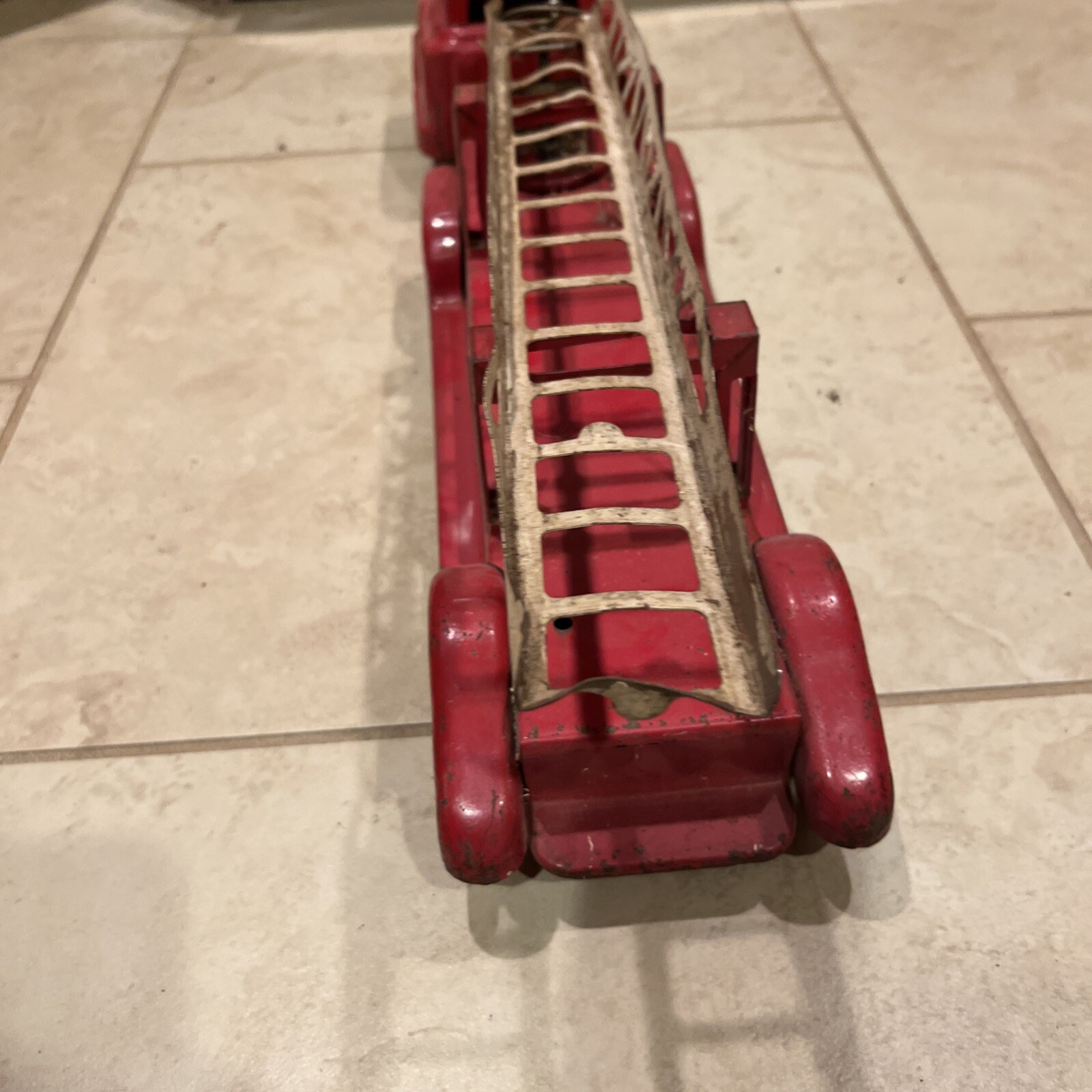 Vintage Buddy “L” GMC Extension Ladder Trailer Fire Truck Display, Parts Or Rep-