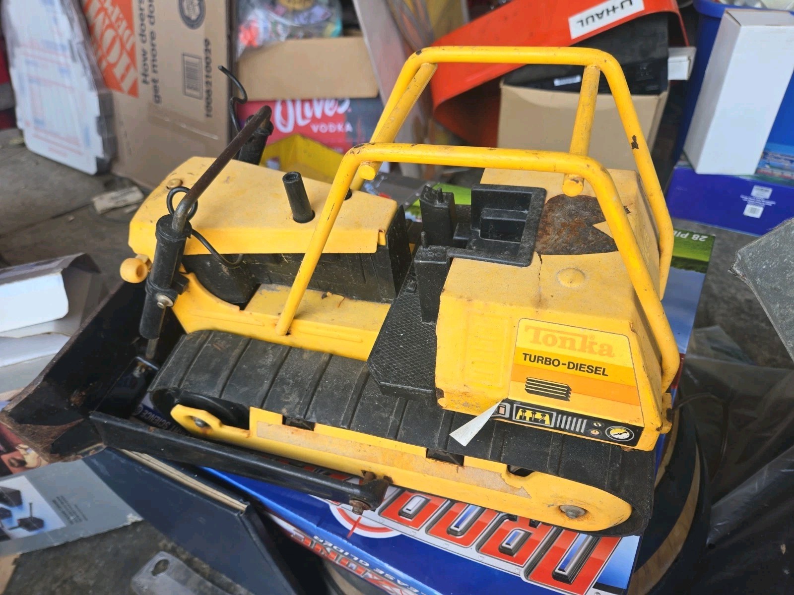 Vintage 1970s 80s Tonka T-9 Bulldozer Construction Toy Pressed Steel