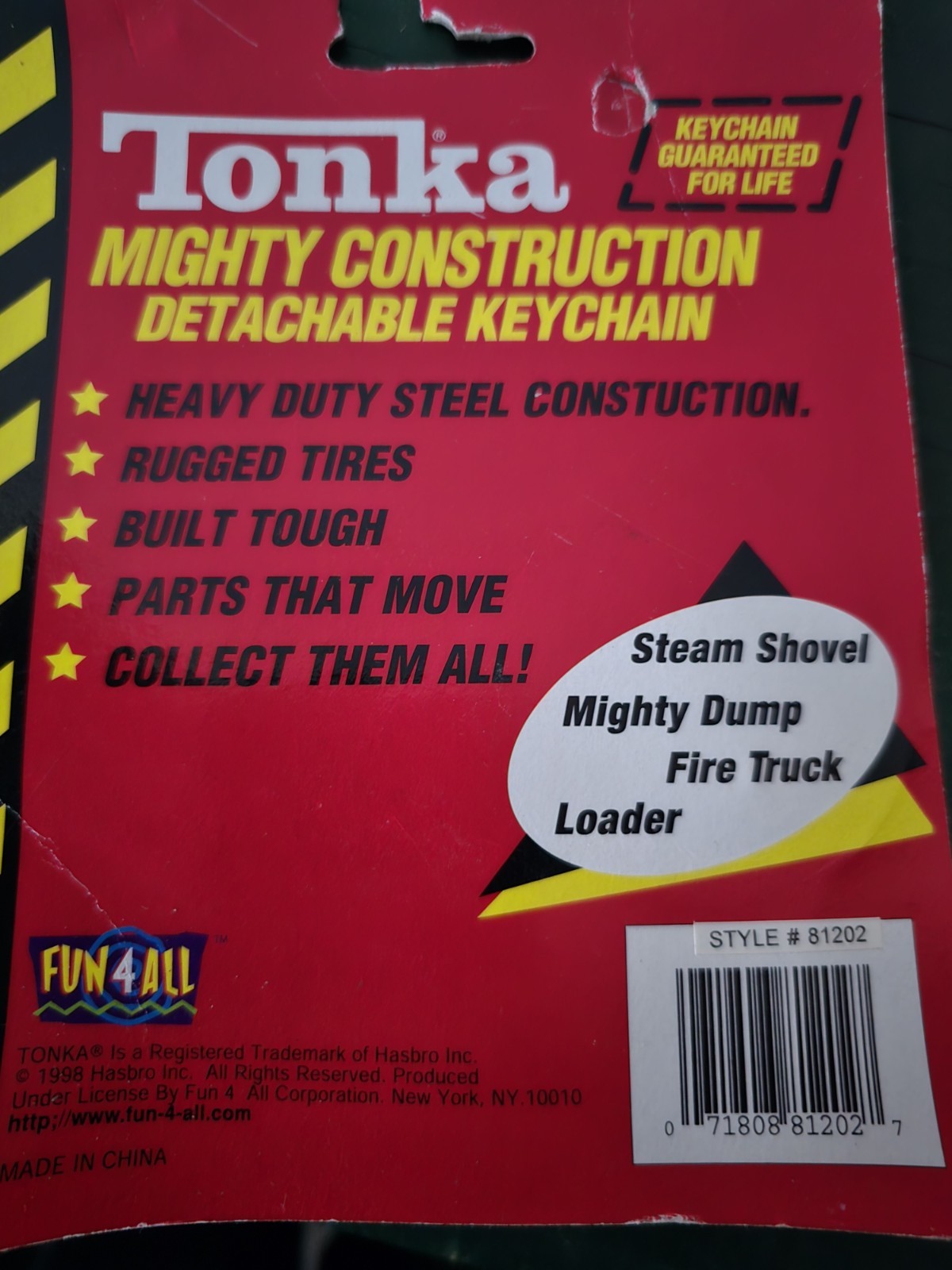 Tonka Fire Truck Mighty Construction Keychain | NOS | Toy Trucker & Contractor
