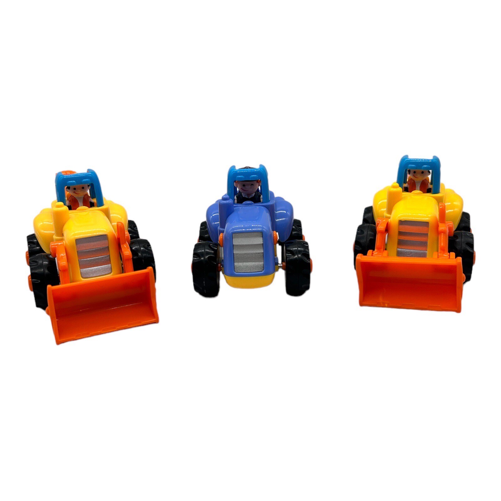 Huile Toys Lot Of 3 Friction Powered 2 Bulldozers & Tractor Push & Go Vehicles