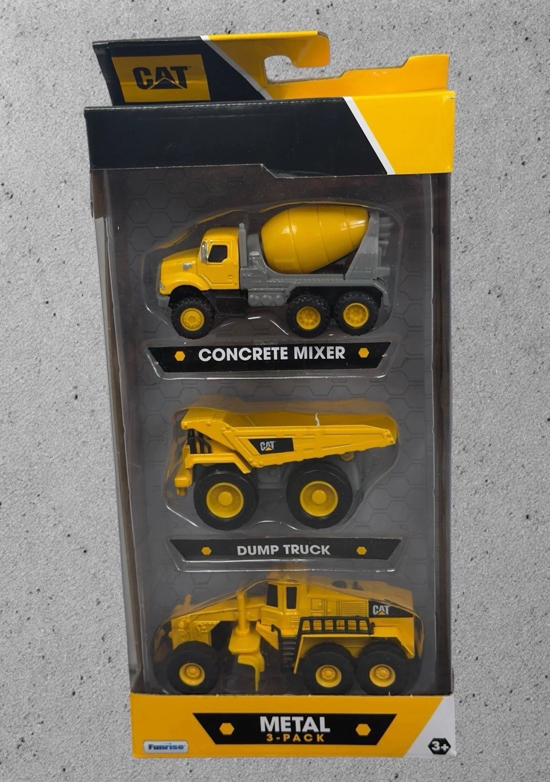 CAT Die Cast Construction Vehicle Set Concrete Mixer Dump Truck and Road Grader