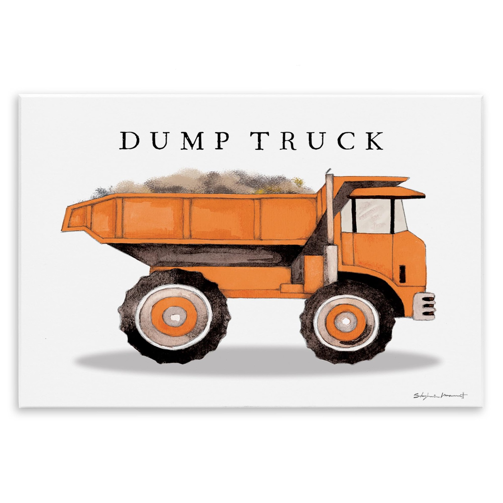 Stupell Industries Orange Dump Truck Traditional Construction Vehicle