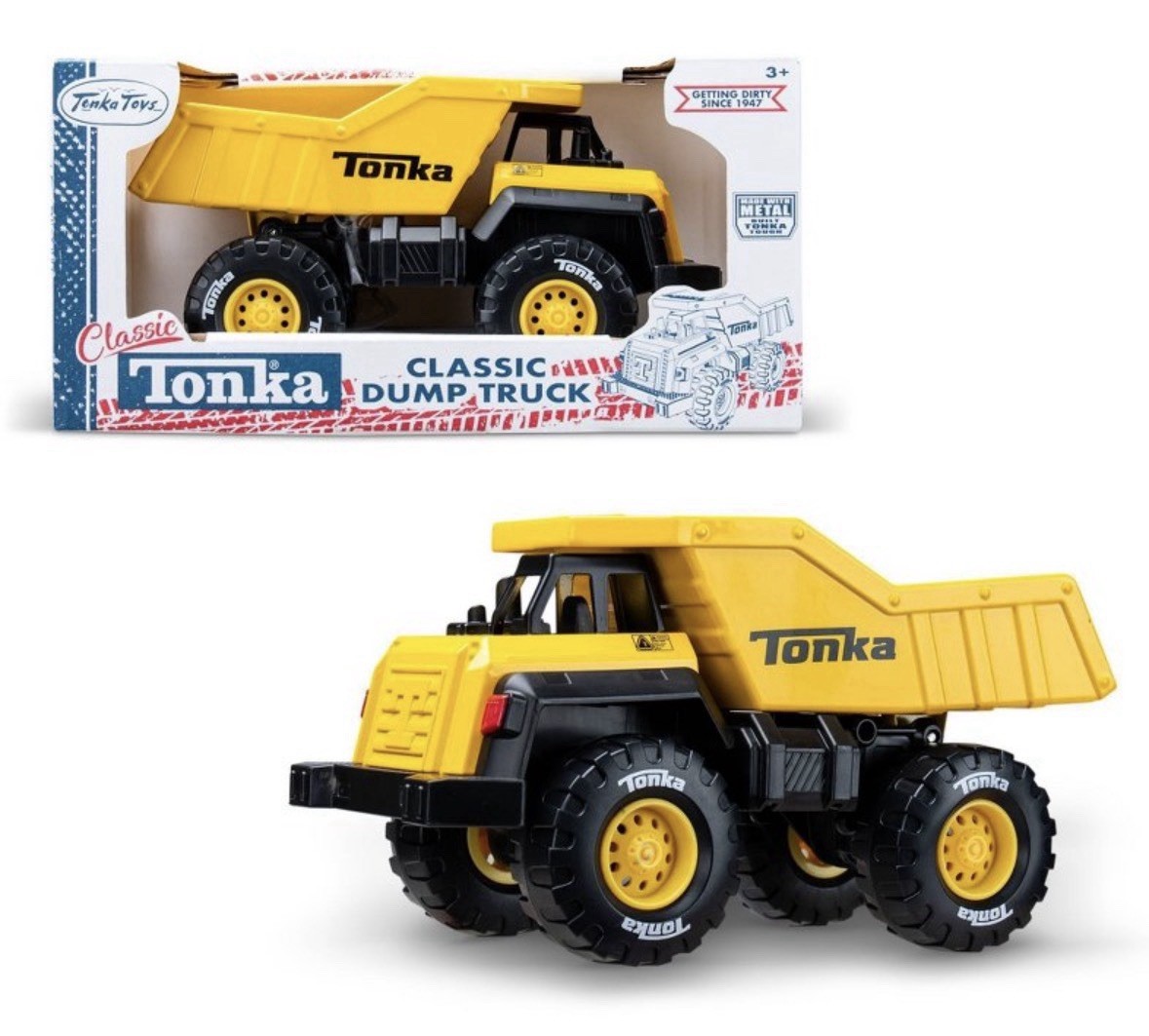 Tonka Classic Dump Truck Yellow Metal Plastic Movable Parts Construction Toy