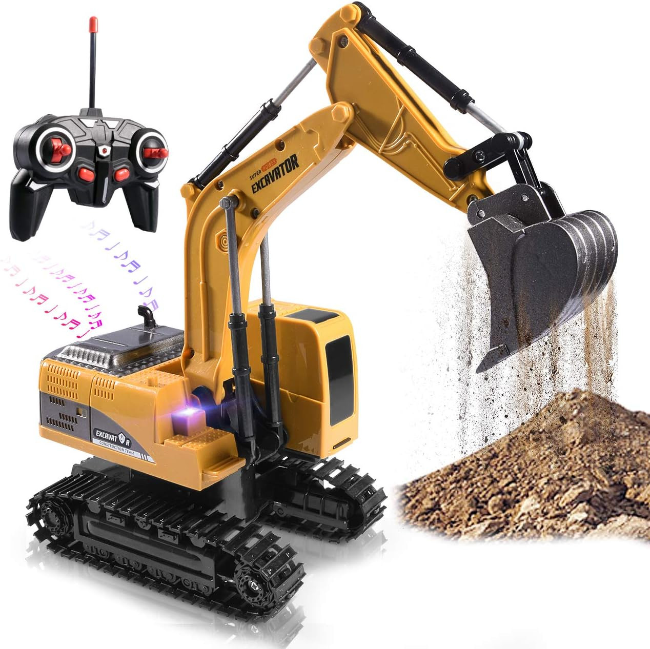 Construction Excavator Toy – Kids Toy Engineering Digger Truck, Remote Control R