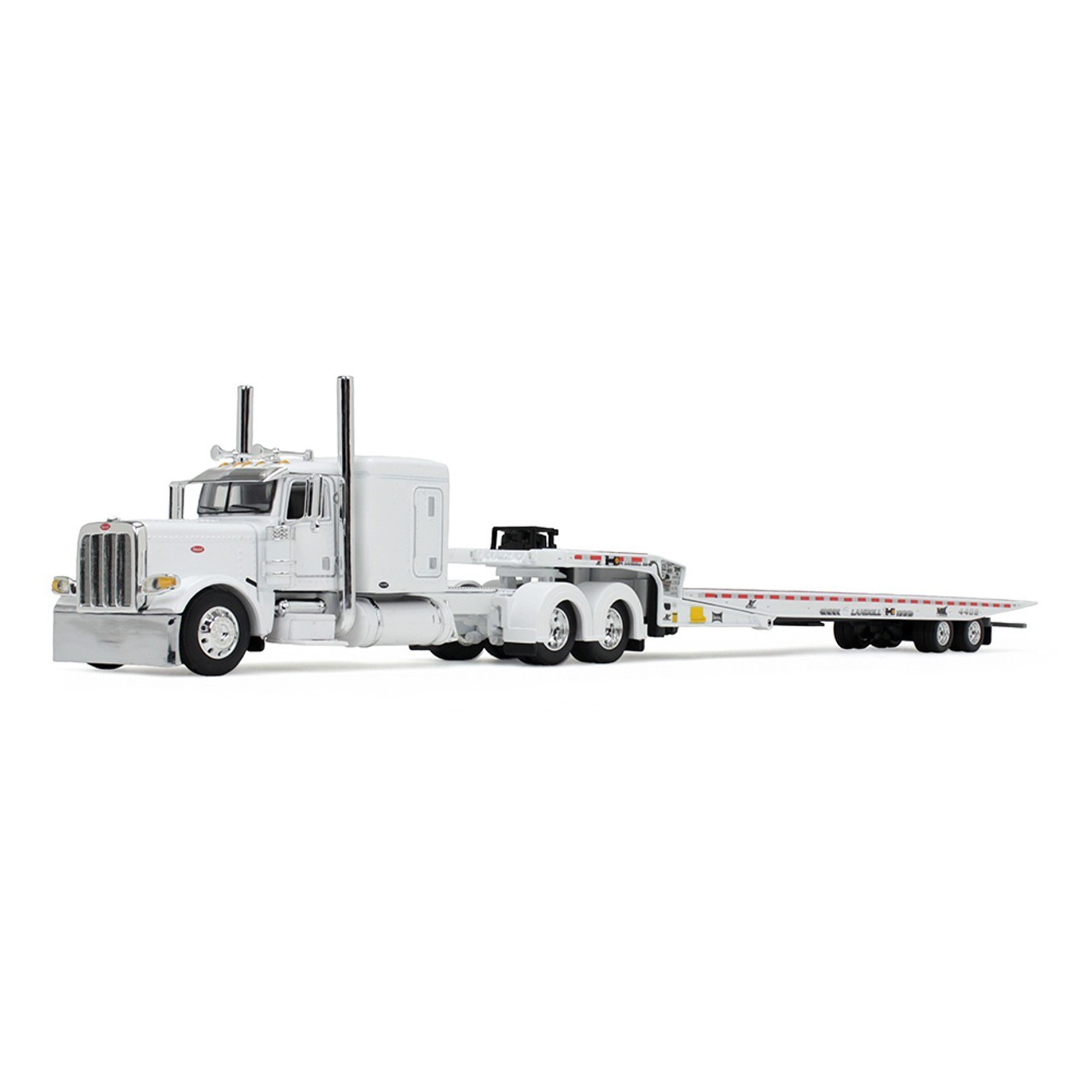 First Gear 60-2033 Peterbilt 389 + Landoll Ramp Trailer – White 1/64 Diecast MIB