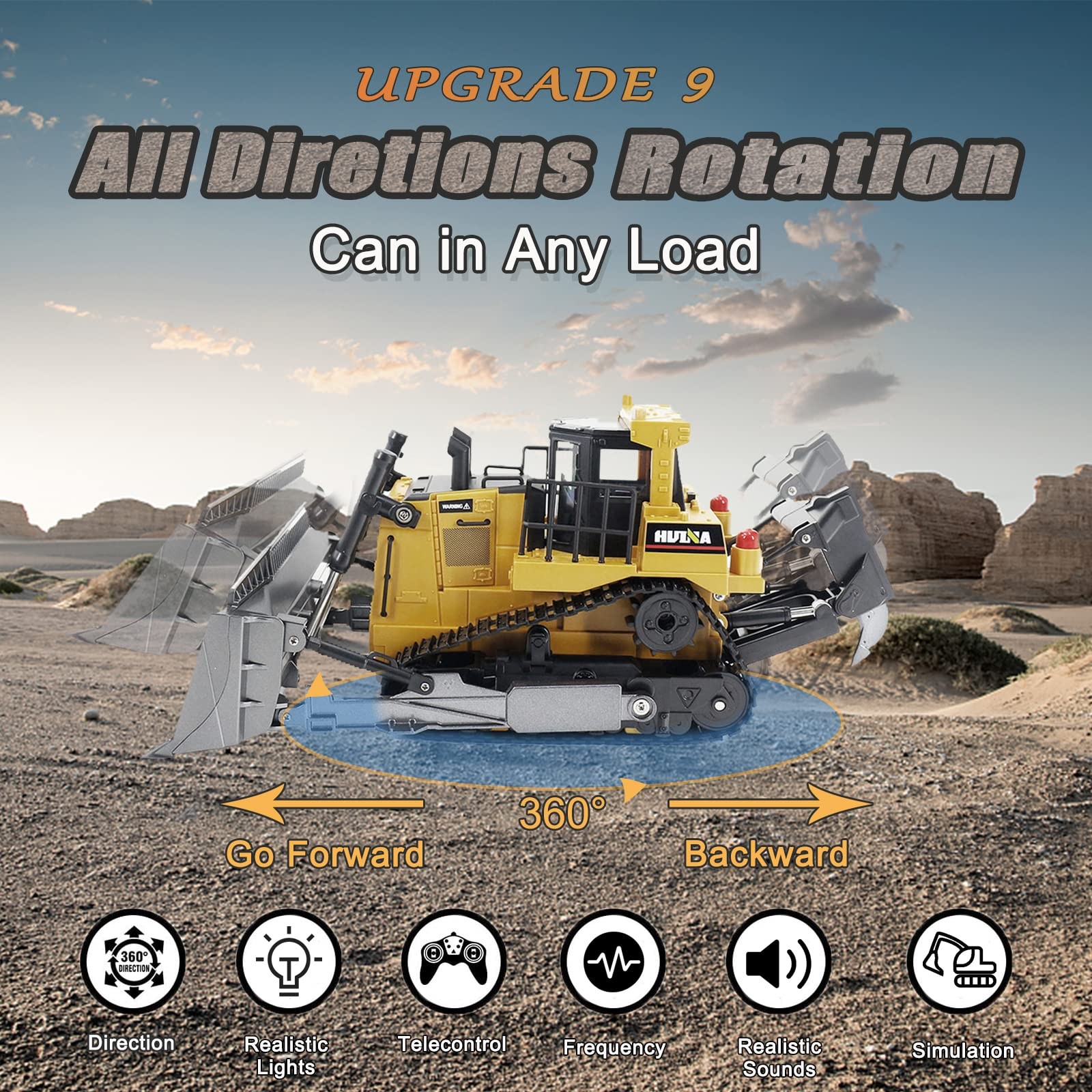 Bulldozer De Nueve Canales Với Luces Y Sonidos Para Ninos De Tres Anos Pro