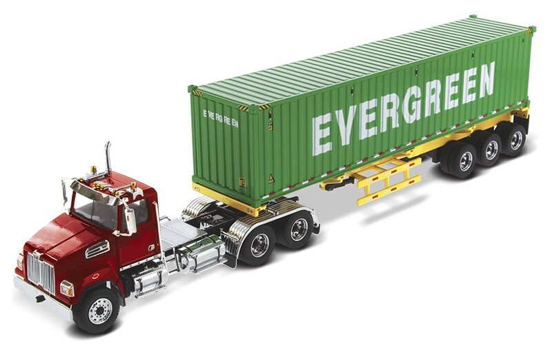 DCM 71049 Western Star 4700 Metallic Red + Yellow Skeleton w/Evergreen 1/50 MIB