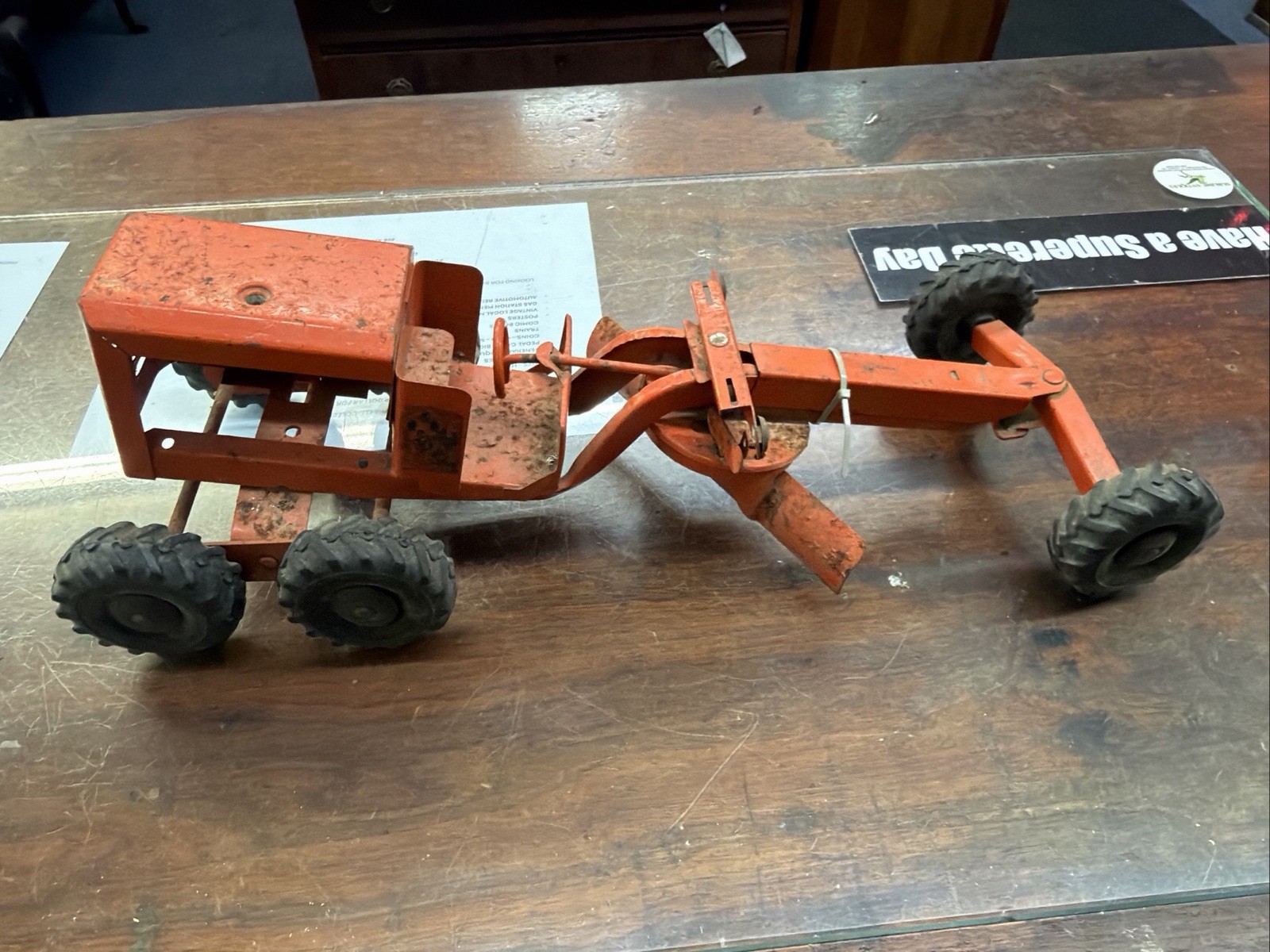 VINTAGE 1950S ROAD GRADER TRACTOR NYLINT PRESSED STEEL TOY