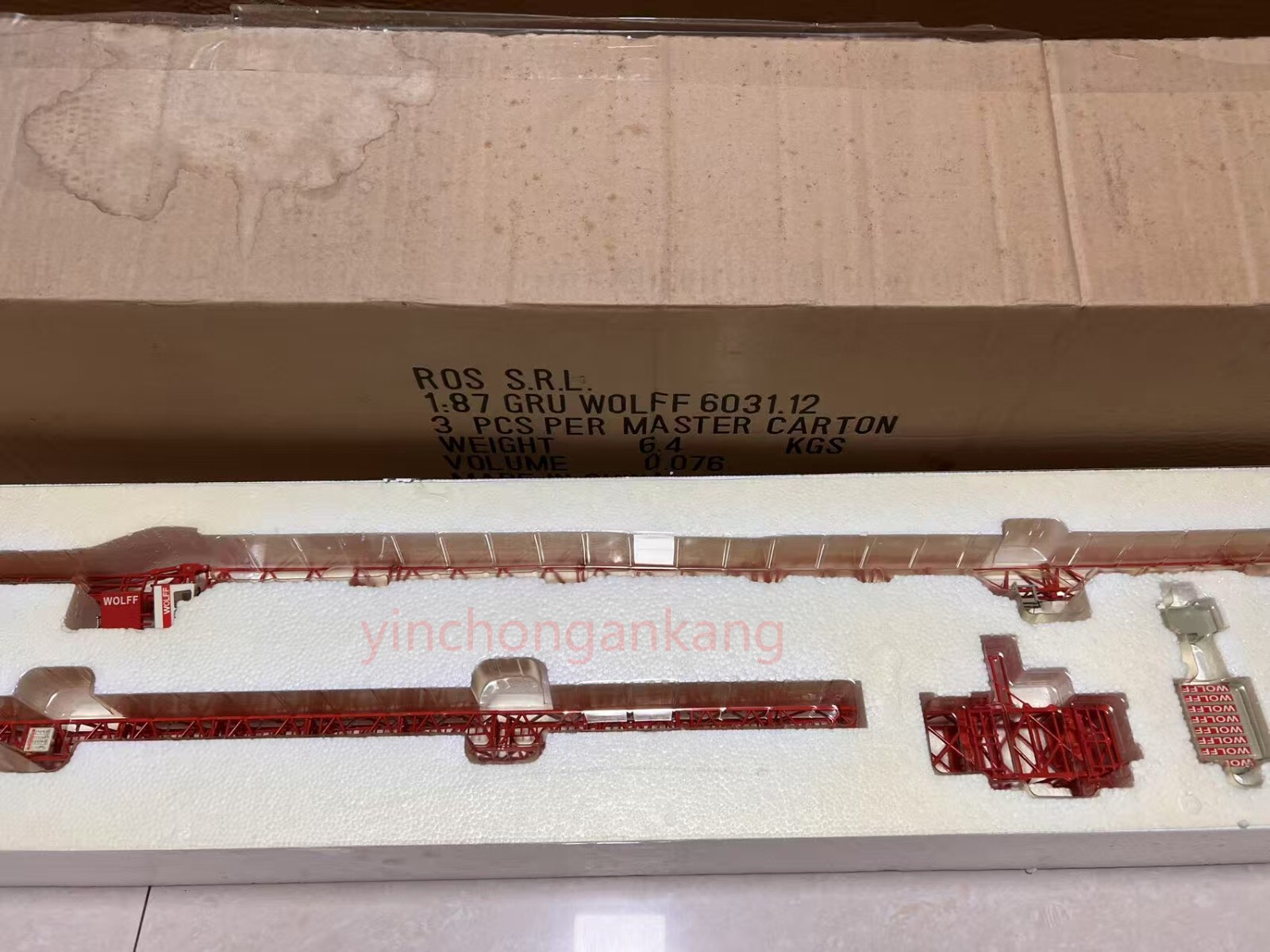 ROS 80107-3 Wolff 6031 CLEAR Tower Crane 1/87 HO Scale Die-cast Brand-new MIB