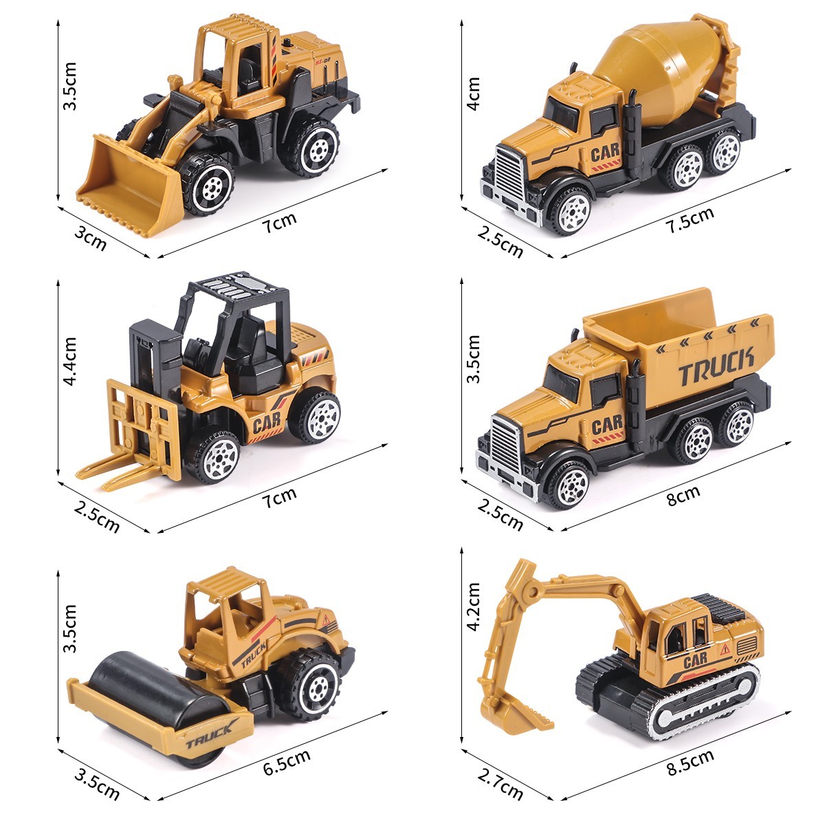 6pcs/Set Alloy Crane Truck Car Parking Lot Toys Engineering Vehicle Tractor Exca