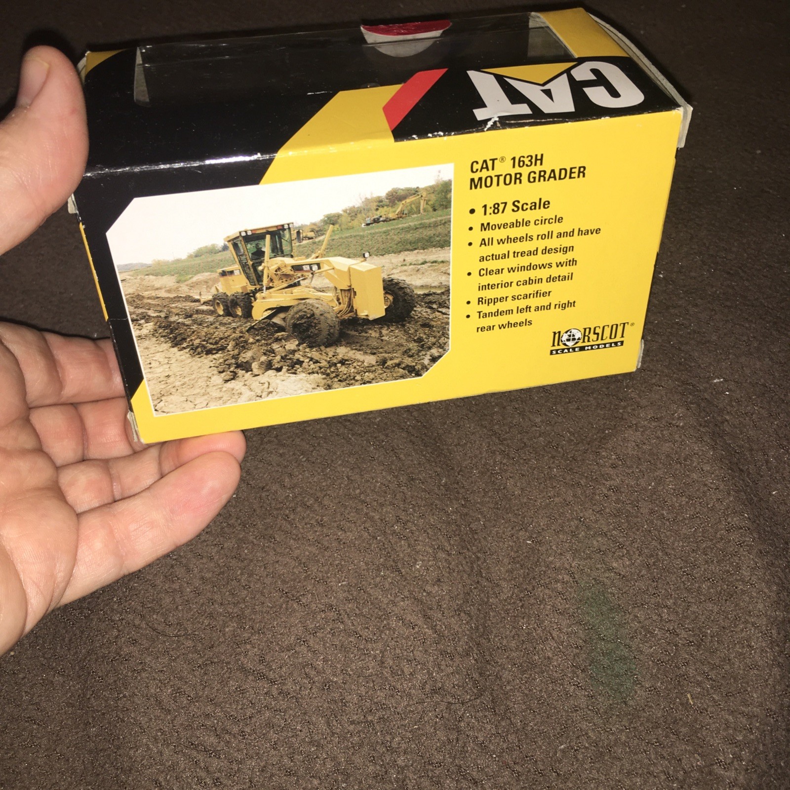 NORSCOT CAT 1:87 HO 163H Motor Grader At Work (Yellow) Diecast 55437 NOS