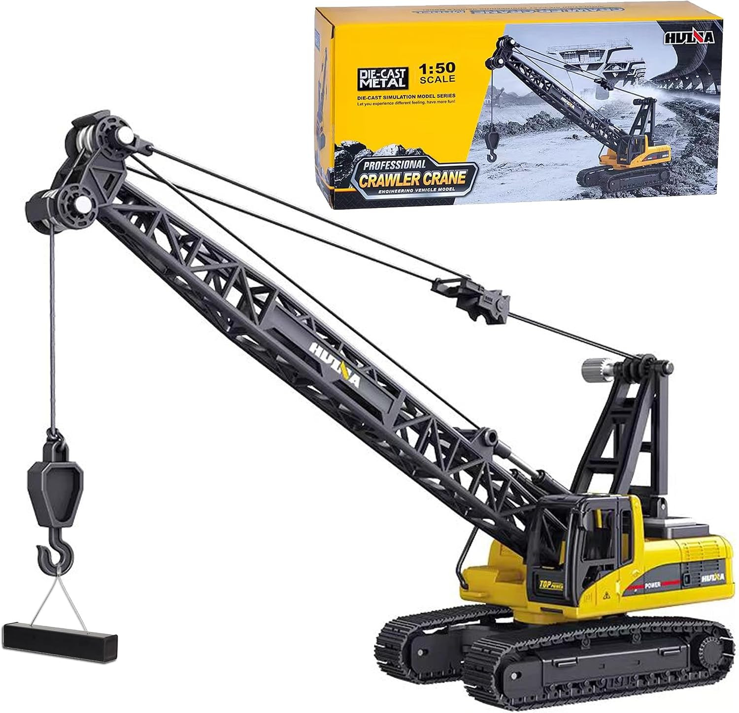 1/50 Heavy Duty Construction Metal Crawler Crane, Truck Crane Vehicle Toys for K